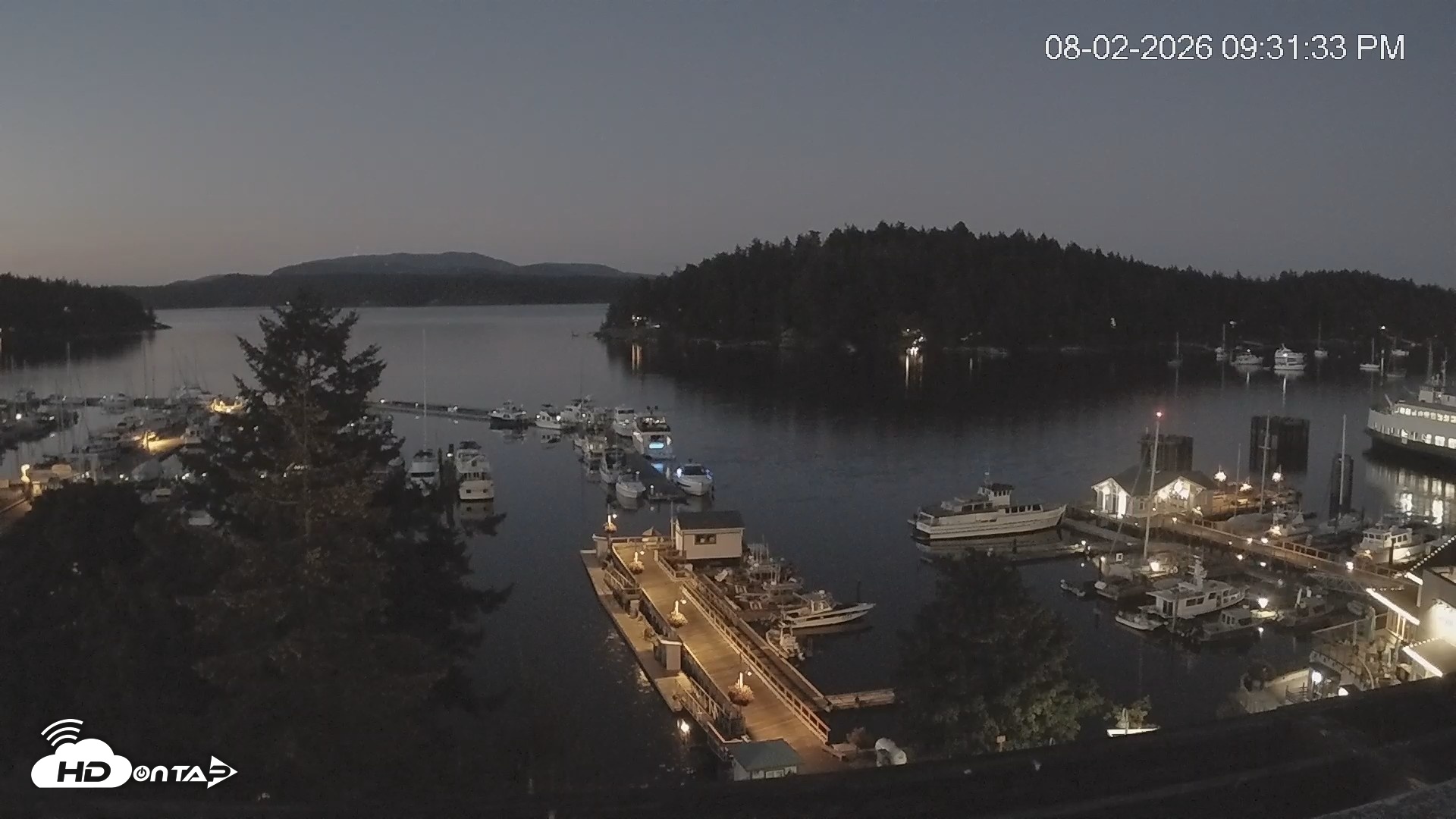 Snapshot of Friday Harbor - San Juan Island Live Webcam taken Aug 2, 2026, 9:32pm PDT