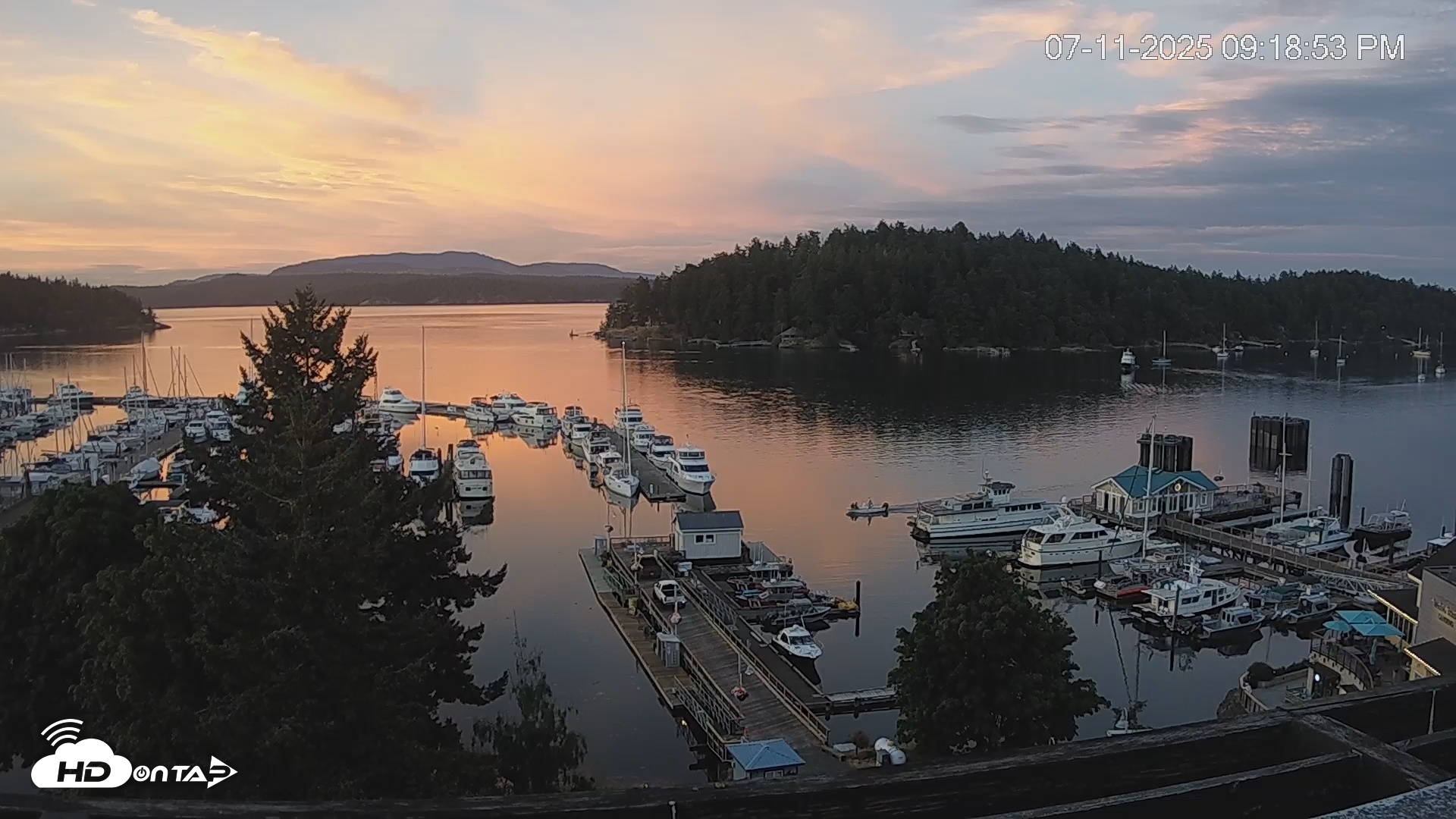 Snapshot of Friday Harbor - San Juan Island Live Webcam taken Jul 11, 2025, 9:19pm PDT
