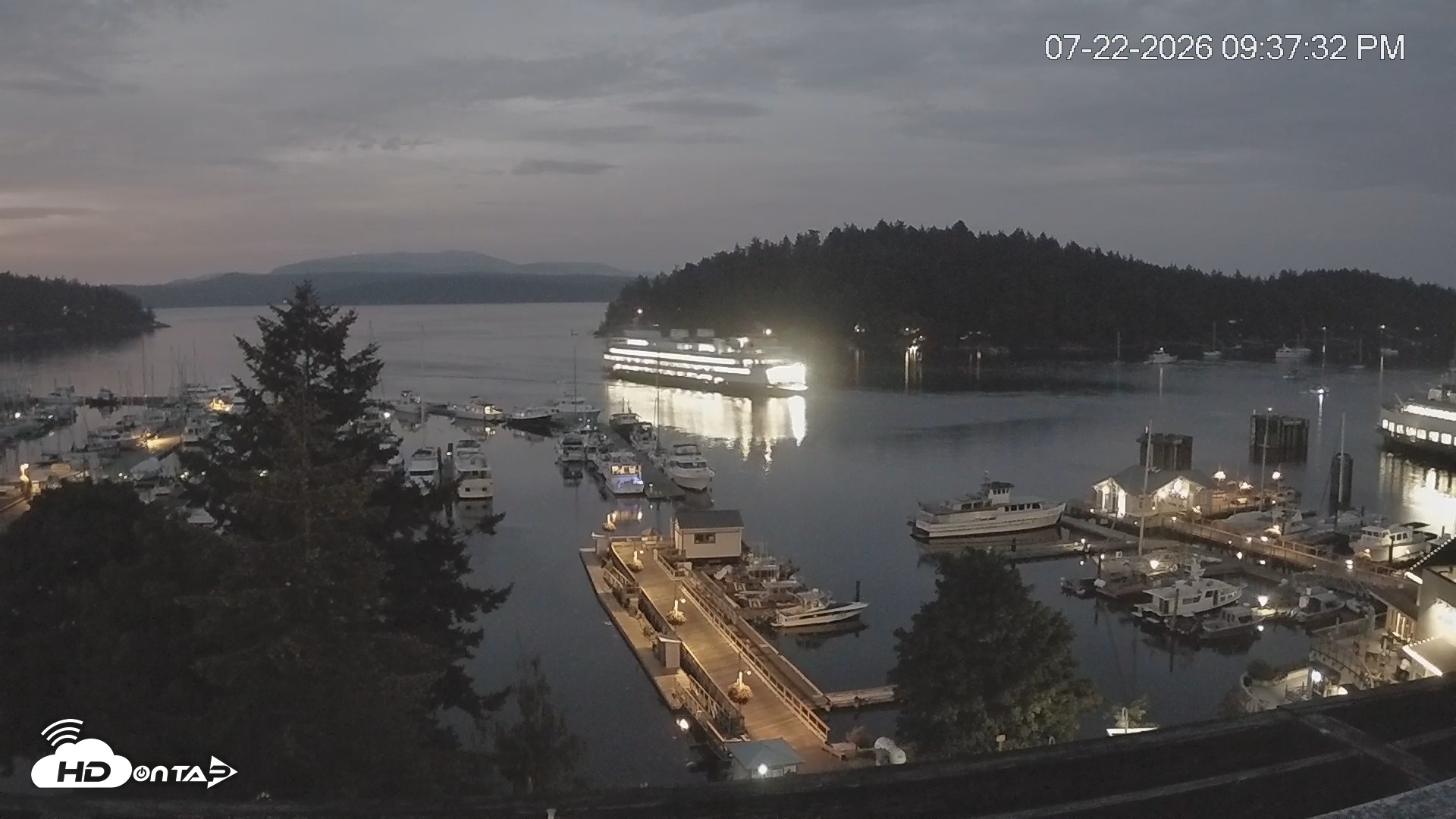 Snapshot of Friday Harbor - San Juan Island Live Webcam taken Jul 22, 2026, 9:38pm PDT