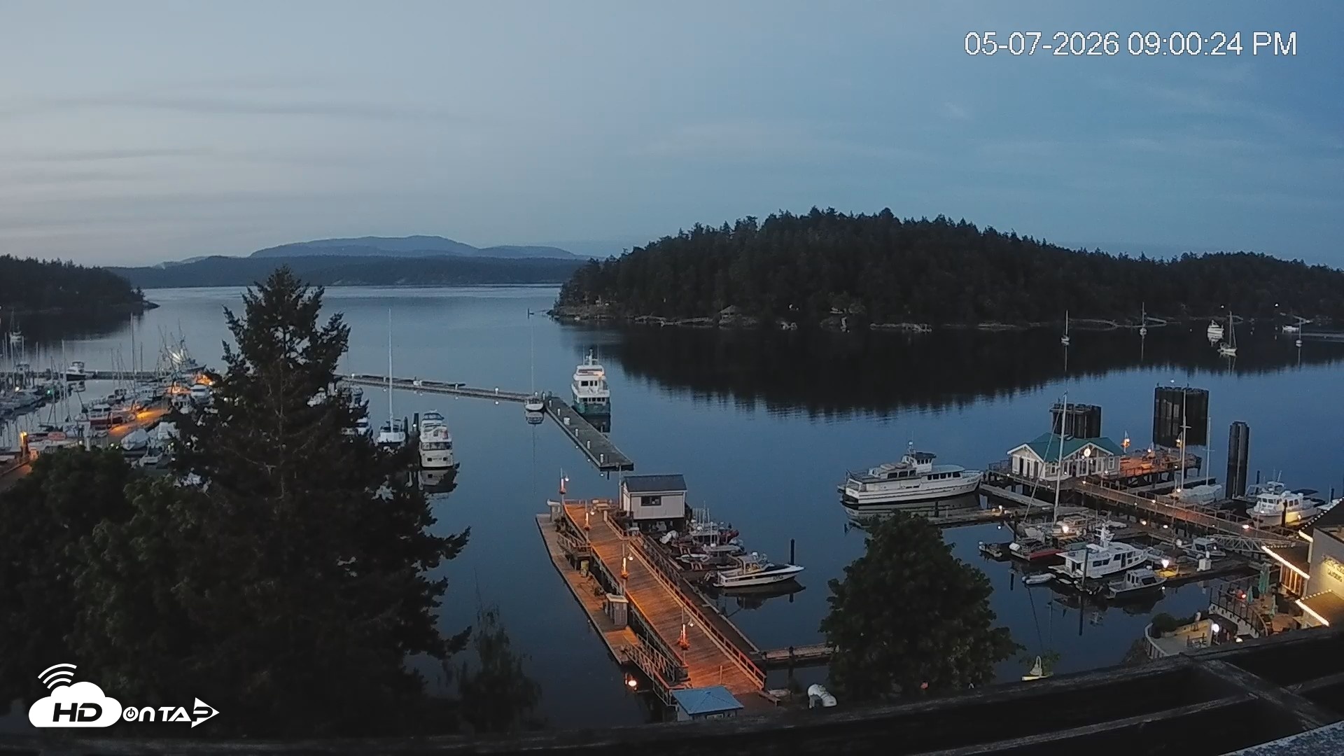 Snapshot of Friday Harbor - San Juan Island Live Webcam taken May 7, 2026, 9:00pm PDT