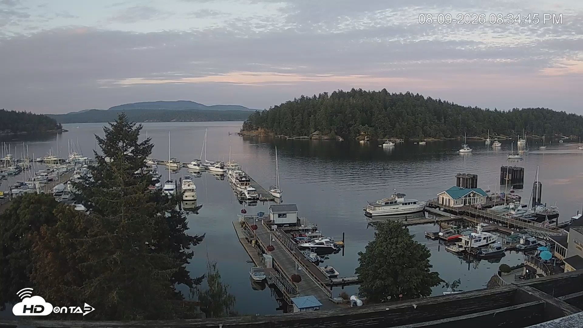 Snapshot of Friday Harbor - San Juan Island Live Webcam taken Aug 9, 2026, 8:35pm PDT