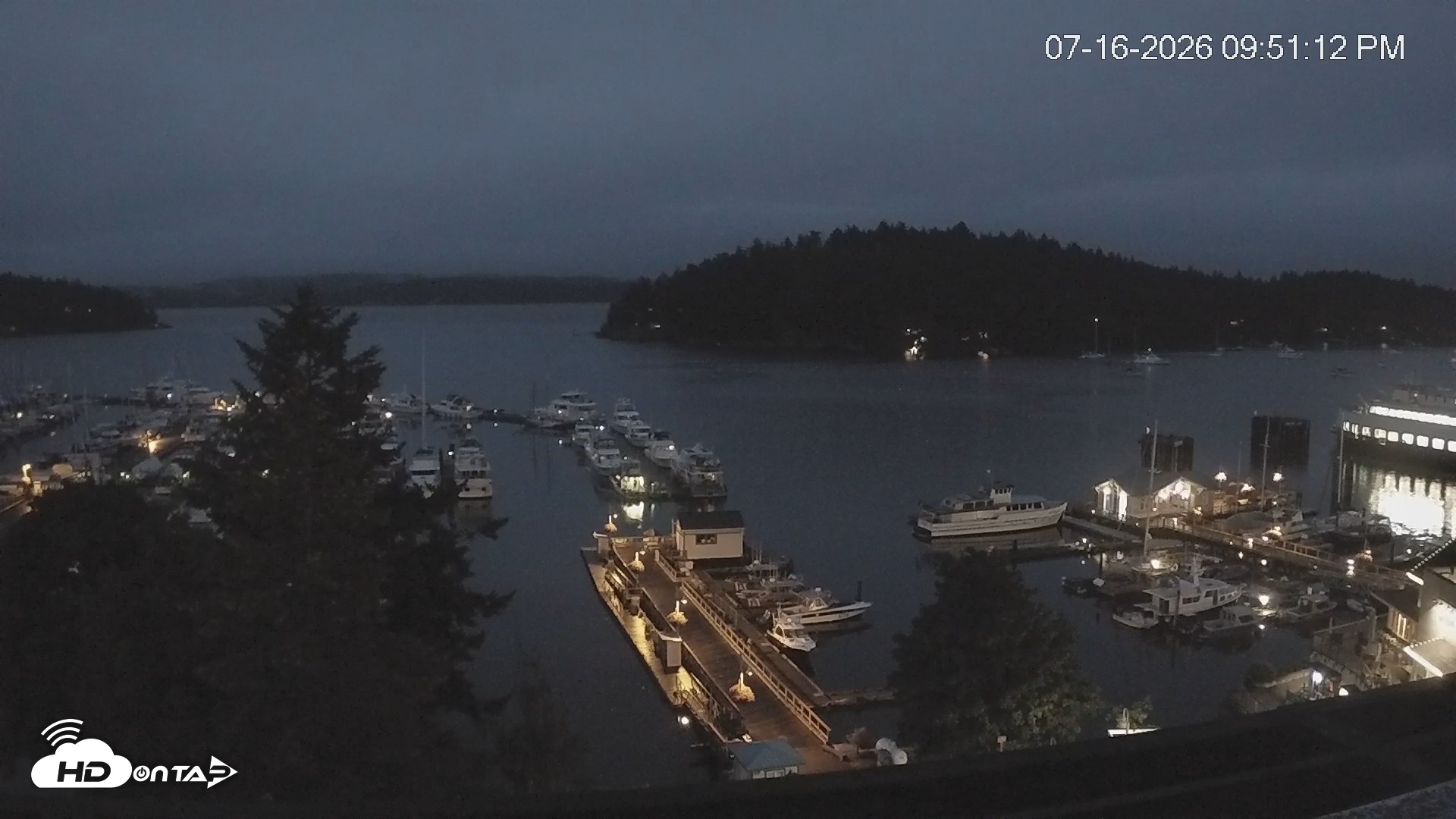 Snapshot of Friday Harbor - San Juan Island Live Webcam taken Jul 16, 2026, 9:51pm PDT