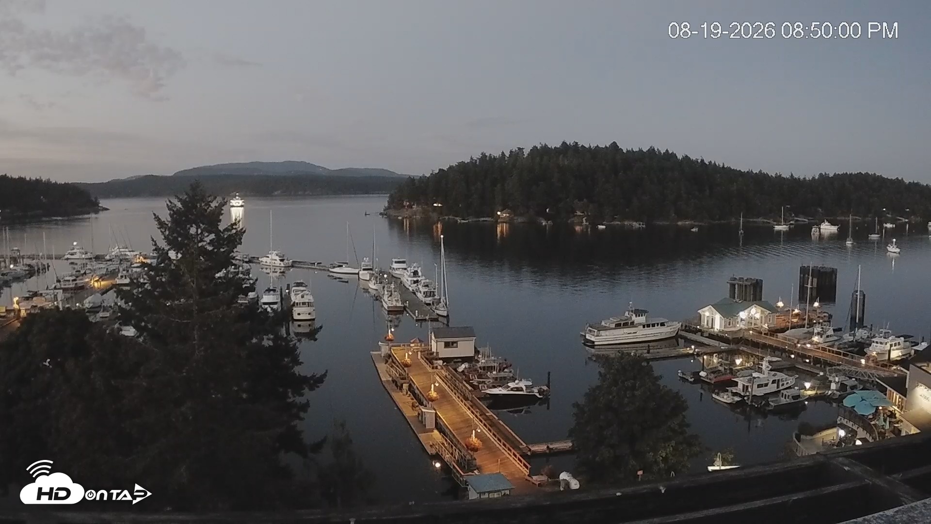 Snapshot of Friday Harbor - San Juan Island Live Webcam taken Aug 19, 2026, 8:50pm PDT