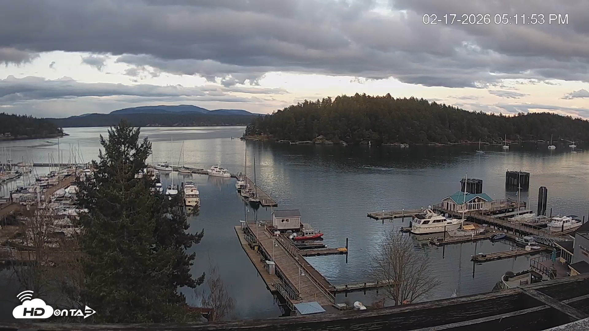 Snapshot of Friday Harbor - San Juan Island Live Webcam taken Feb 17, 2026, 5:12pm PST