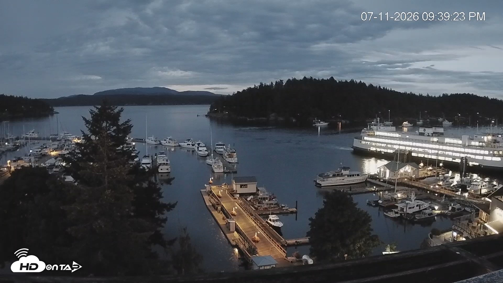 Snapshot of Friday Harbor - San Juan Island Live Webcam taken Jul 11, 2026, 9:40pm PDT
