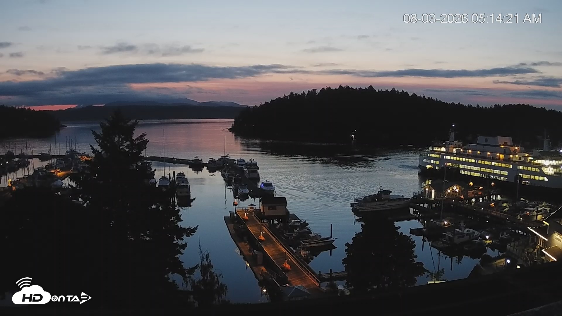 Snapshot of Friday Harbor - San Juan Island Live Webcam taken Aug 3, 2026, 5:15am PDT