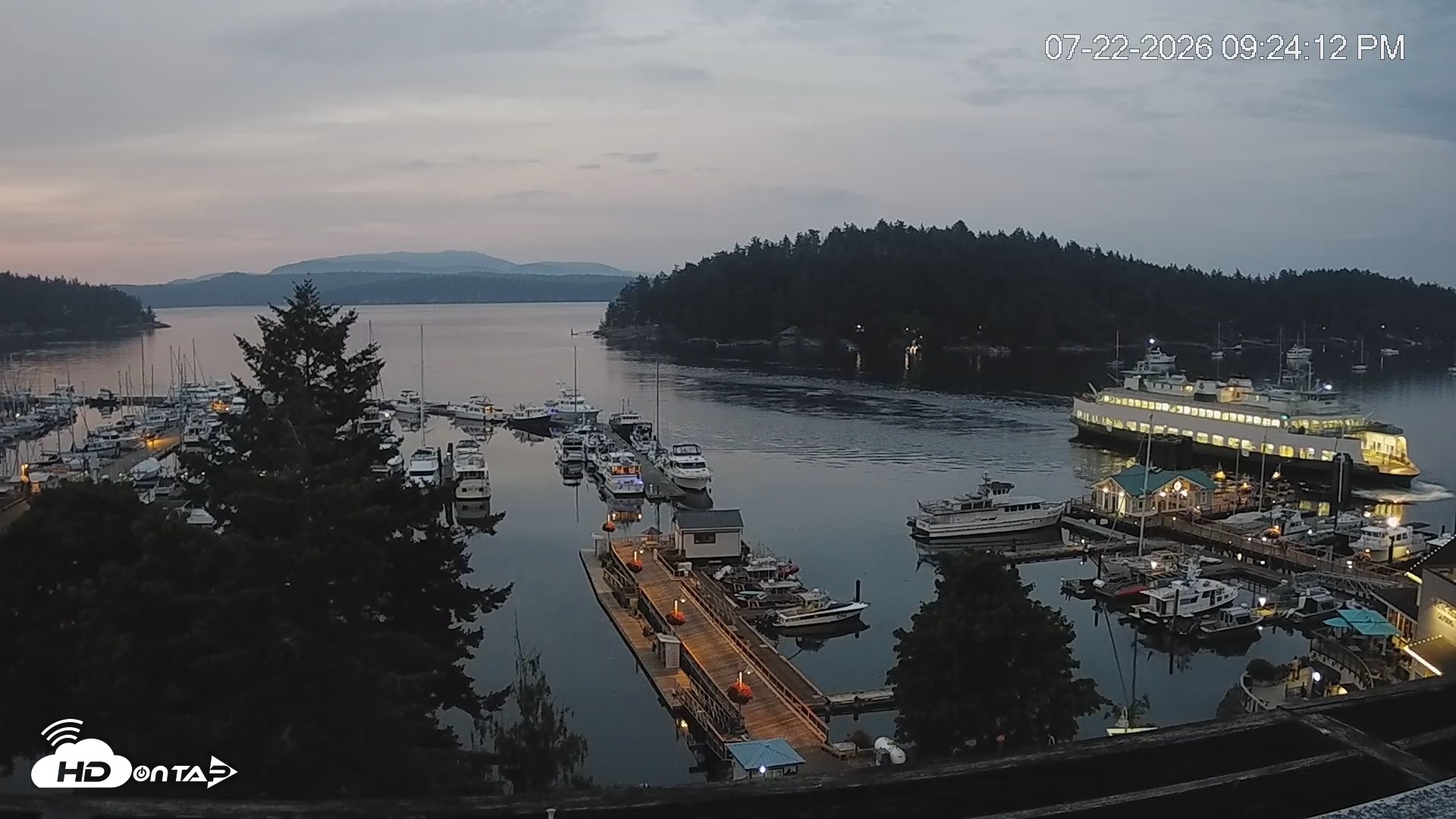 Snapshot of Friday Harbor - San Juan Island Live Webcam taken Jul 22, 2026, 9:25pm PDT