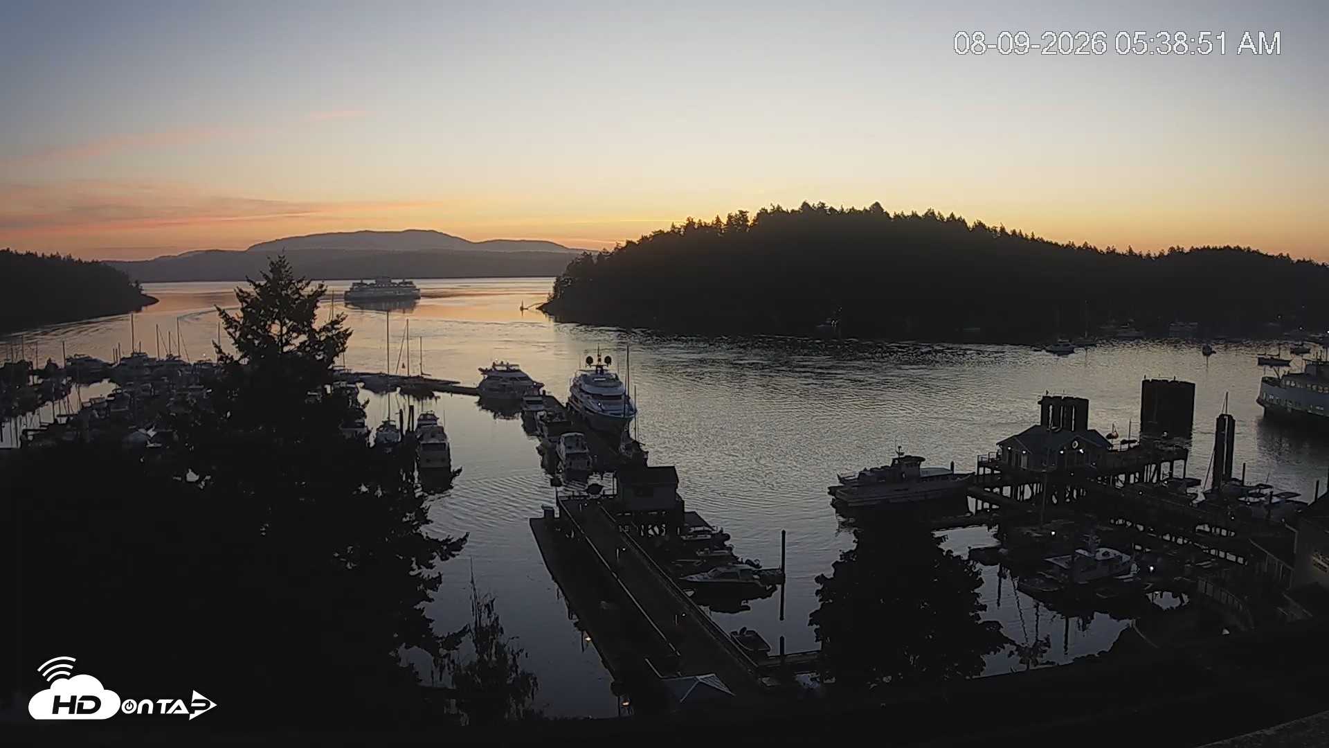 Snapshot of Friday Harbor - San Juan Island Live Webcam taken Aug 9, 2026, 5:39am PDT