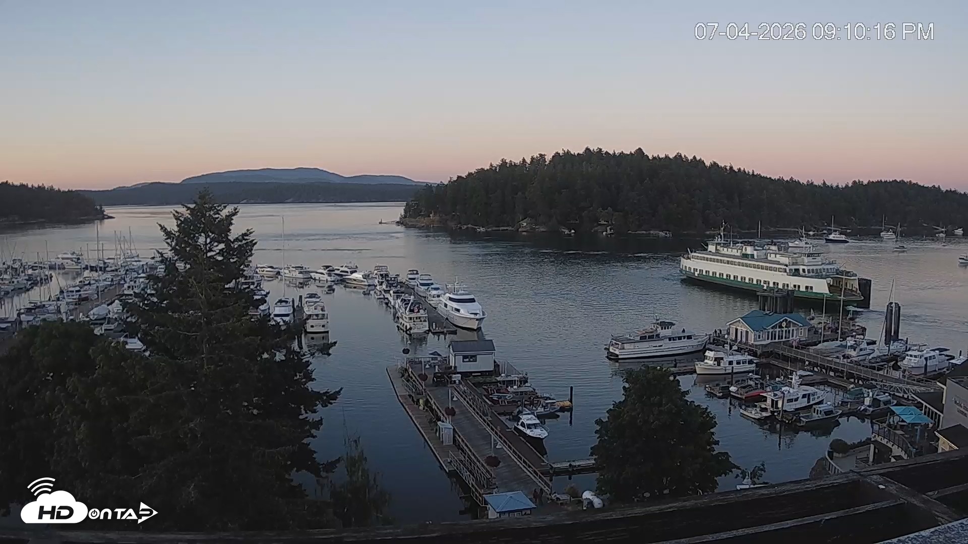 Snapshot of Friday Harbor - San Juan Island Live Webcam taken Jul 4, 2026, 9:11pm PDT