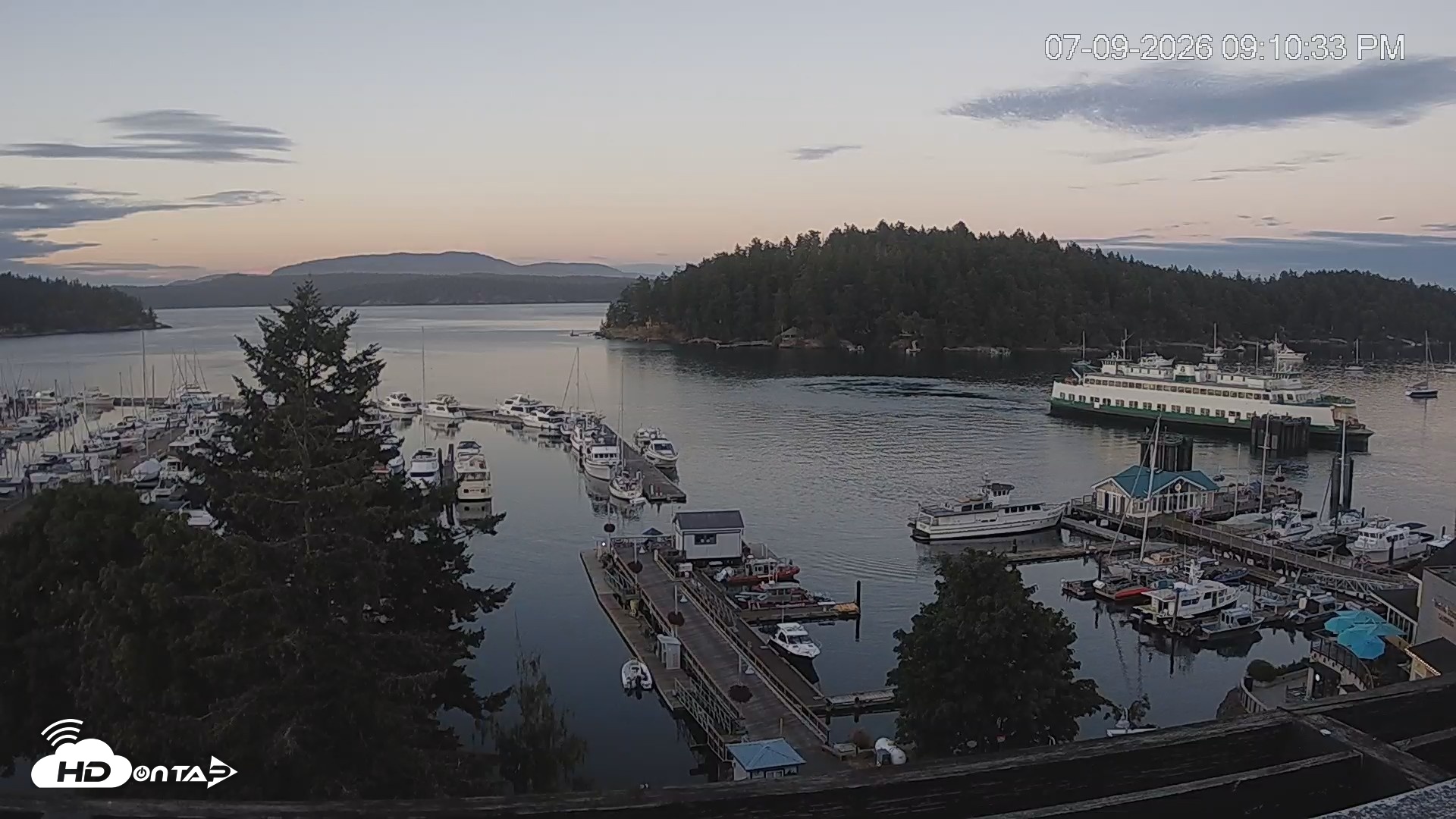 Snapshot of Friday Harbor - San Juan Island Live Webcam taken Jul 9, 2026, 9:11pm PDT