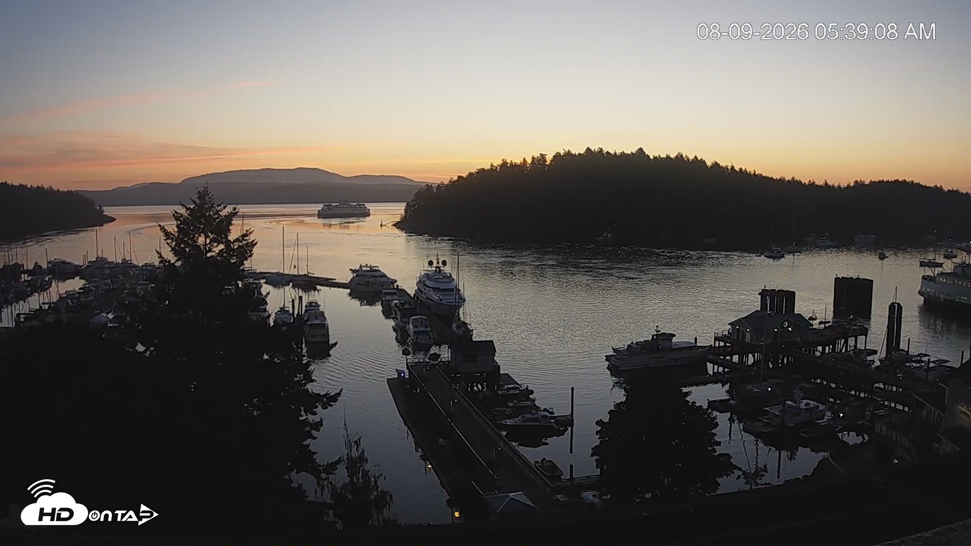 Snapshot of Friday Harbor - San Juan Island Live Webcam taken Aug 9, 2026, 5:39am PDT