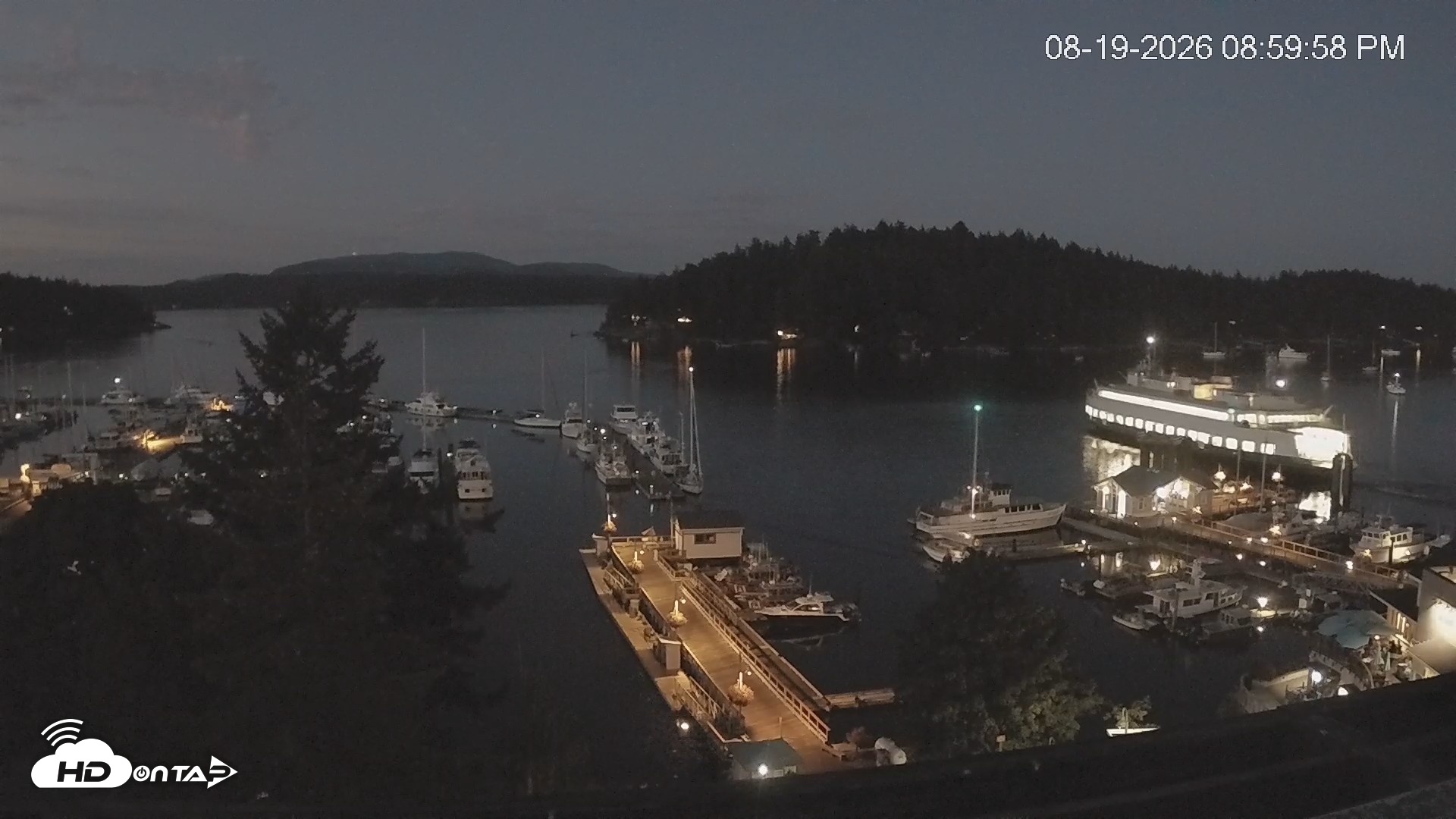 Snapshot of Friday Harbor - San Juan Island Live Webcam taken Aug 19, 2026, 9:01pm PDT