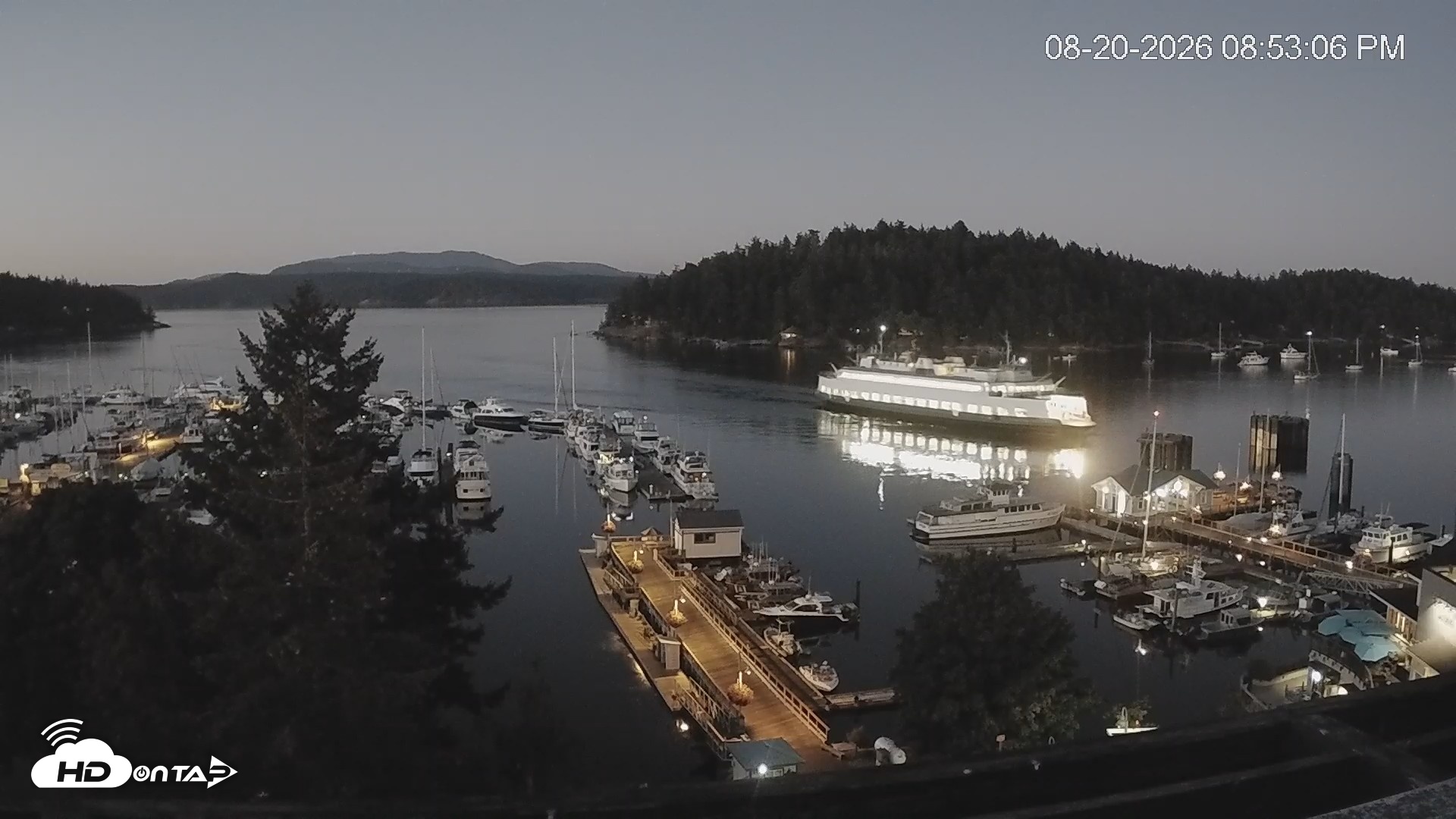 Snapshot of Friday Harbor - San Juan Island Live Webcam taken Aug 20, 2026, 8:57pm PDT
