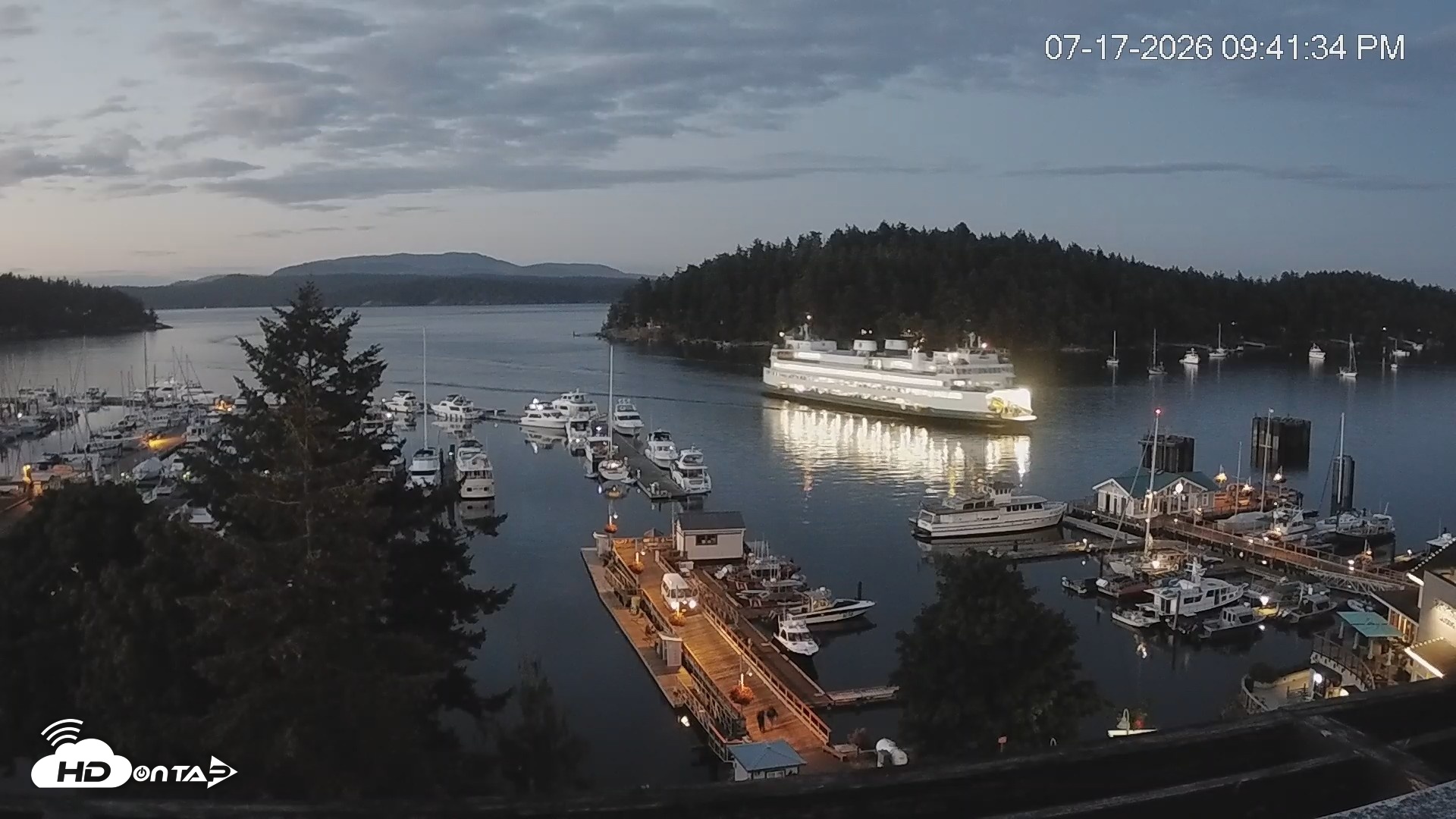 Snapshot of Friday Harbor - San Juan Island Live Webcam taken Jul 17, 2026, 9:42pm PDT