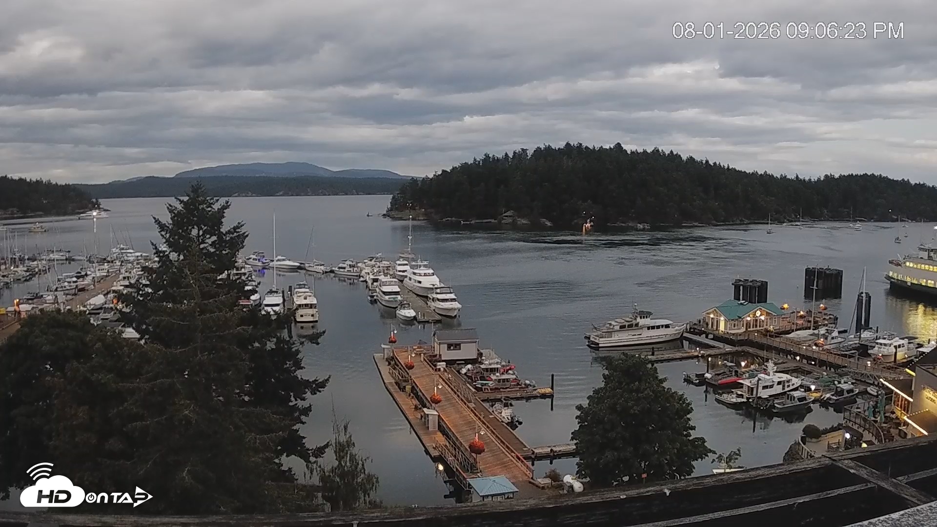 Snapshot of Friday Harbor - San Juan Island Live Webcam taken Aug 1, 2026, 9:07pm PDT