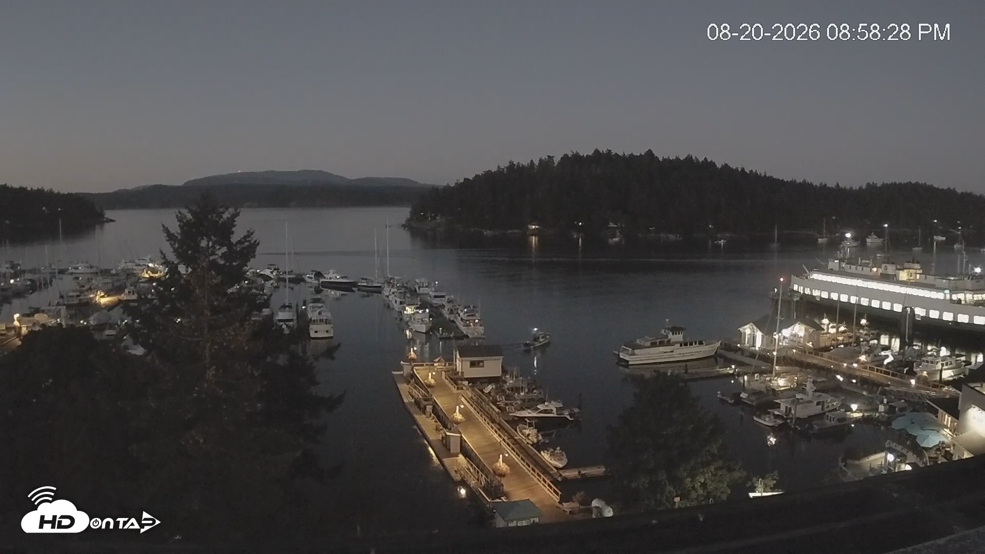 Snapshot of Friday Harbor - San Juan Island Live Webcam taken Aug 20, 2026, 9:03pm PDT