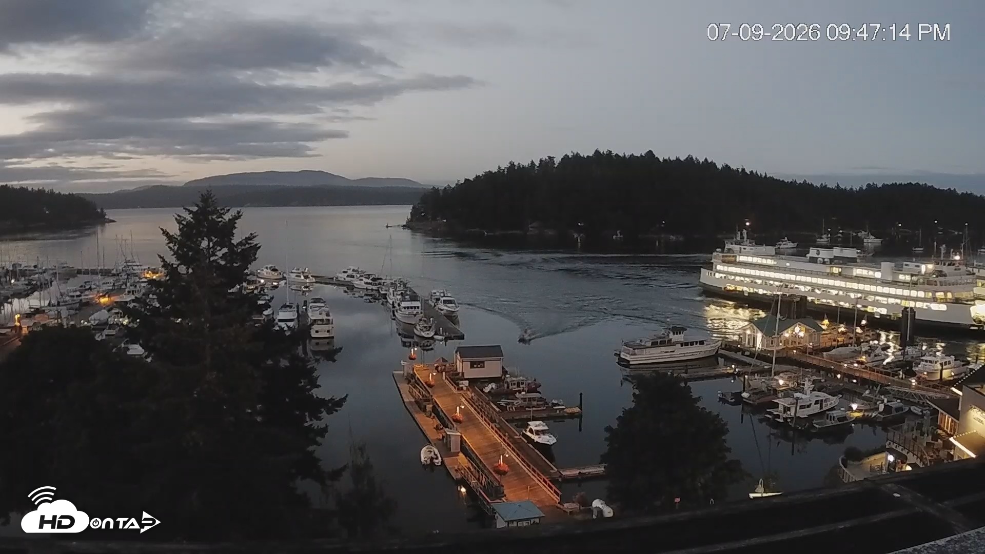 Snapshot of Friday Harbor - San Juan Island Live Webcam taken Jul 9, 2026, 9:48pm PDT
