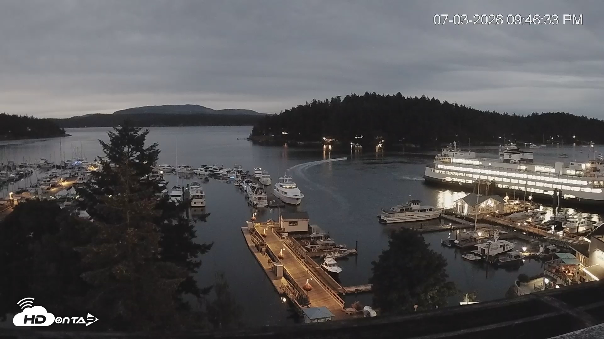 Snapshot of Friday Harbor - San Juan Island Live Webcam taken Jul 3, 2026, 9:47pm PDT