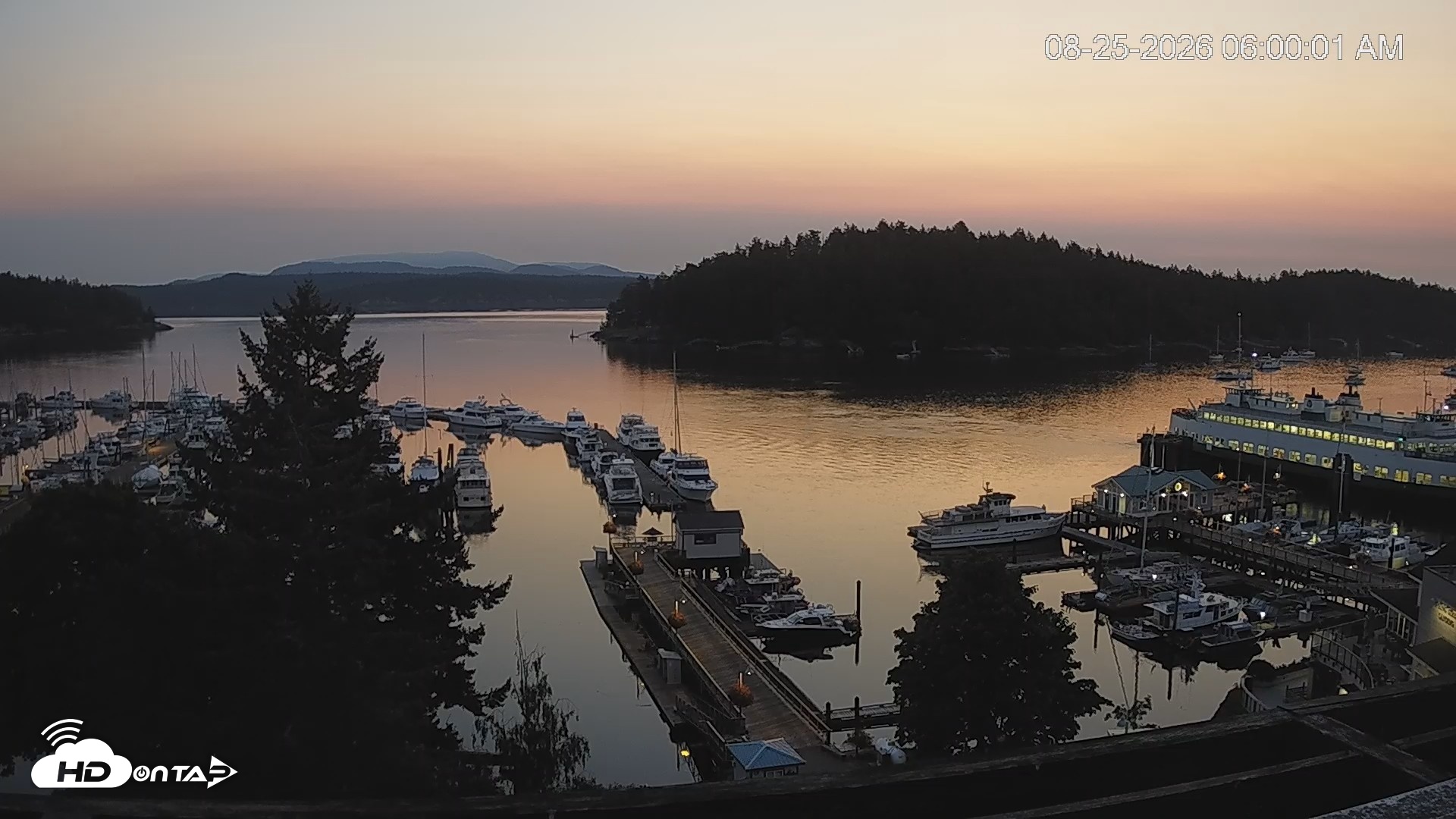 Snapshot of Friday Harbor - San Juan Island Live Webcam taken Aug 25, 2026, 6:00am PDT