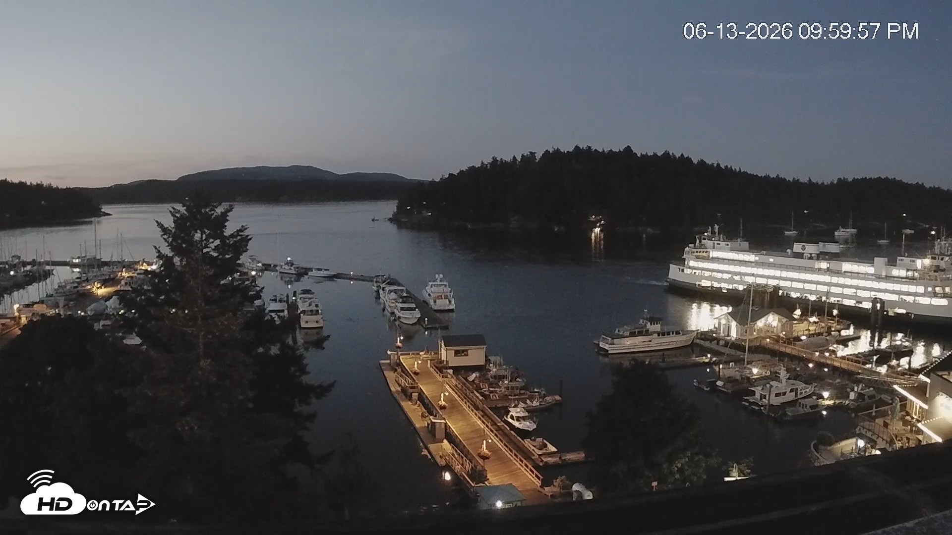 Snapshot of Friday Harbor - San Juan Island Live Webcam taken Jun 13, 2026, 10:00pm PDT