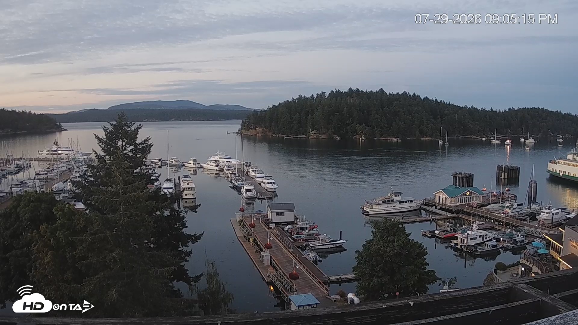 Snapshot of Friday Harbor - San Juan Island Live Webcam taken Jul 29, 2026, 9:06pm PDT