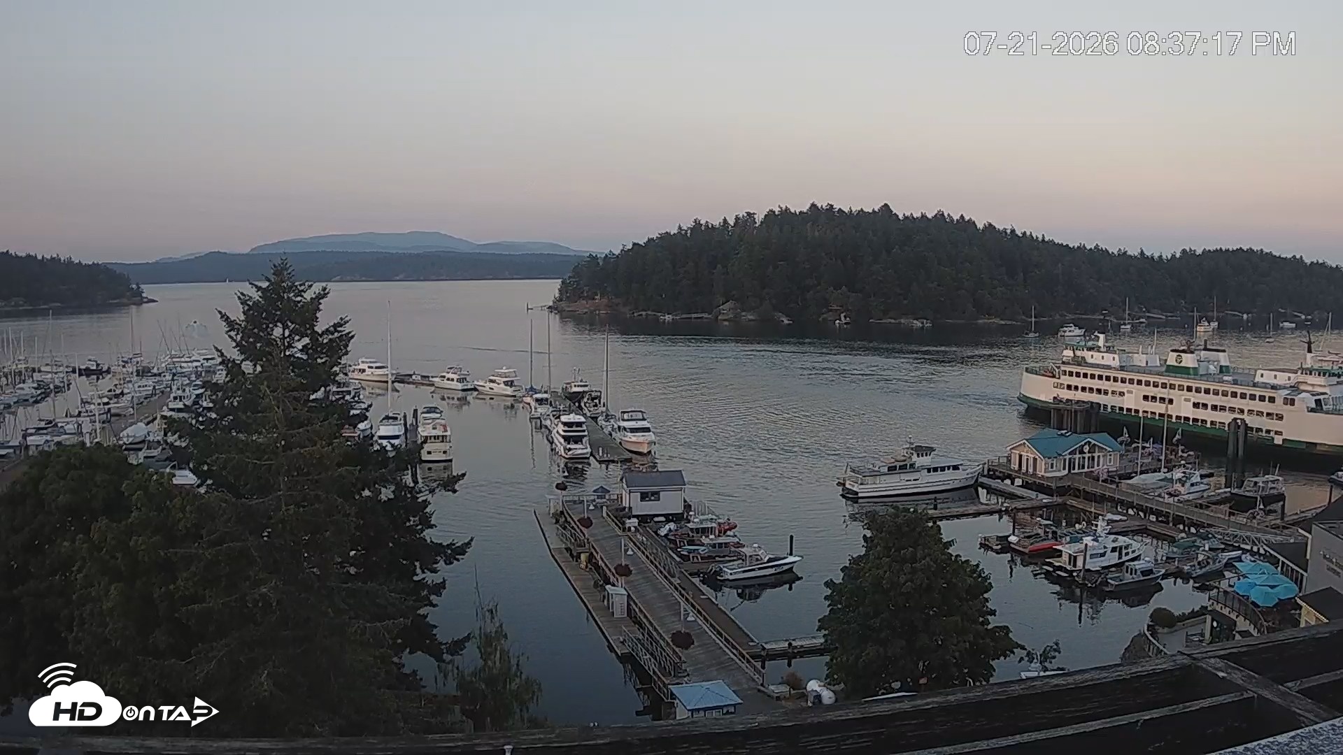 Snapshot of Friday Harbor - San Juan Island Live Webcam taken Jul 21, 2026, 8:38pm PDT