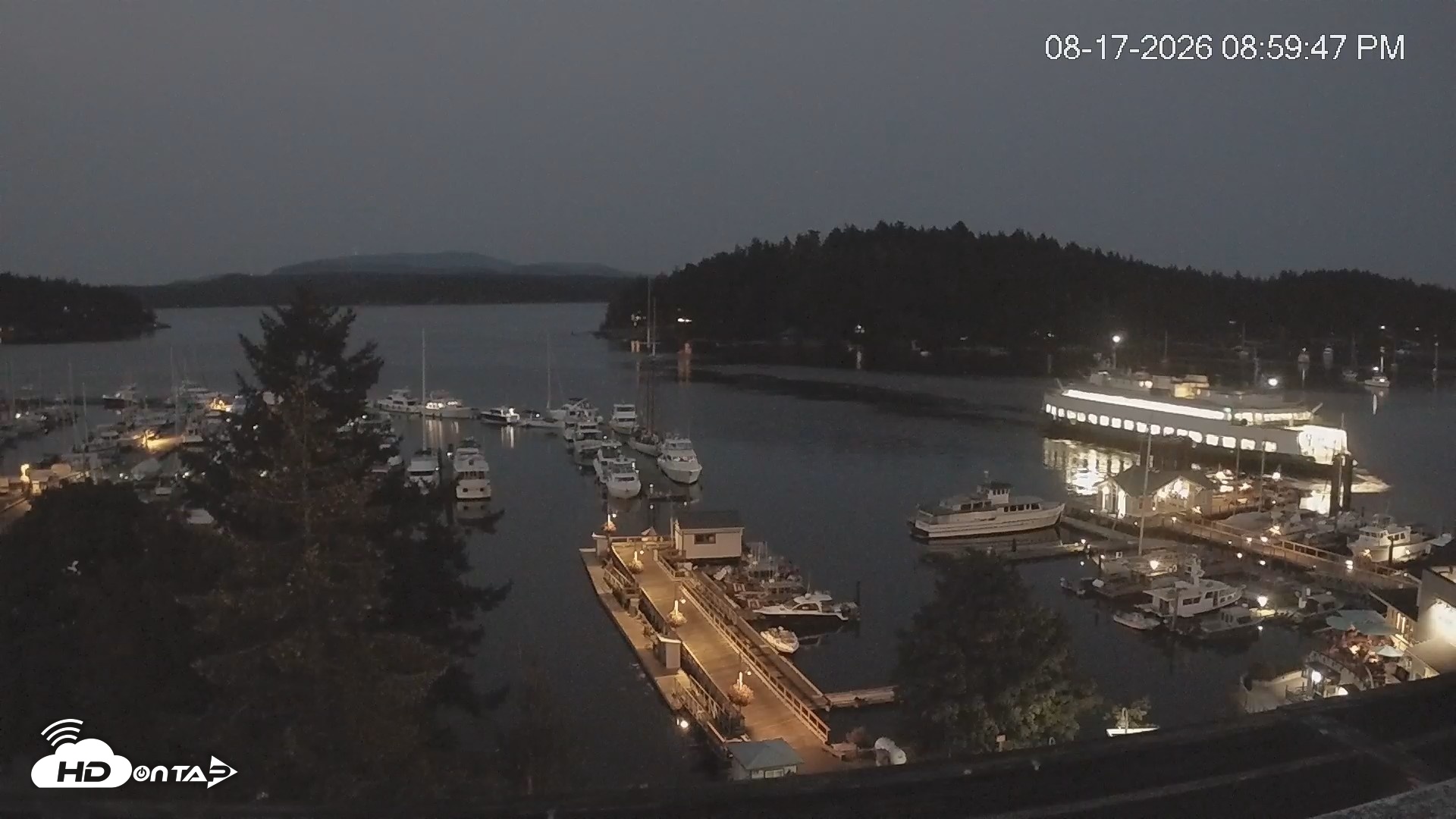 Snapshot of Friday Harbor - San Juan Island Live Webcam taken Aug 17, 2026, 9:00pm PDT