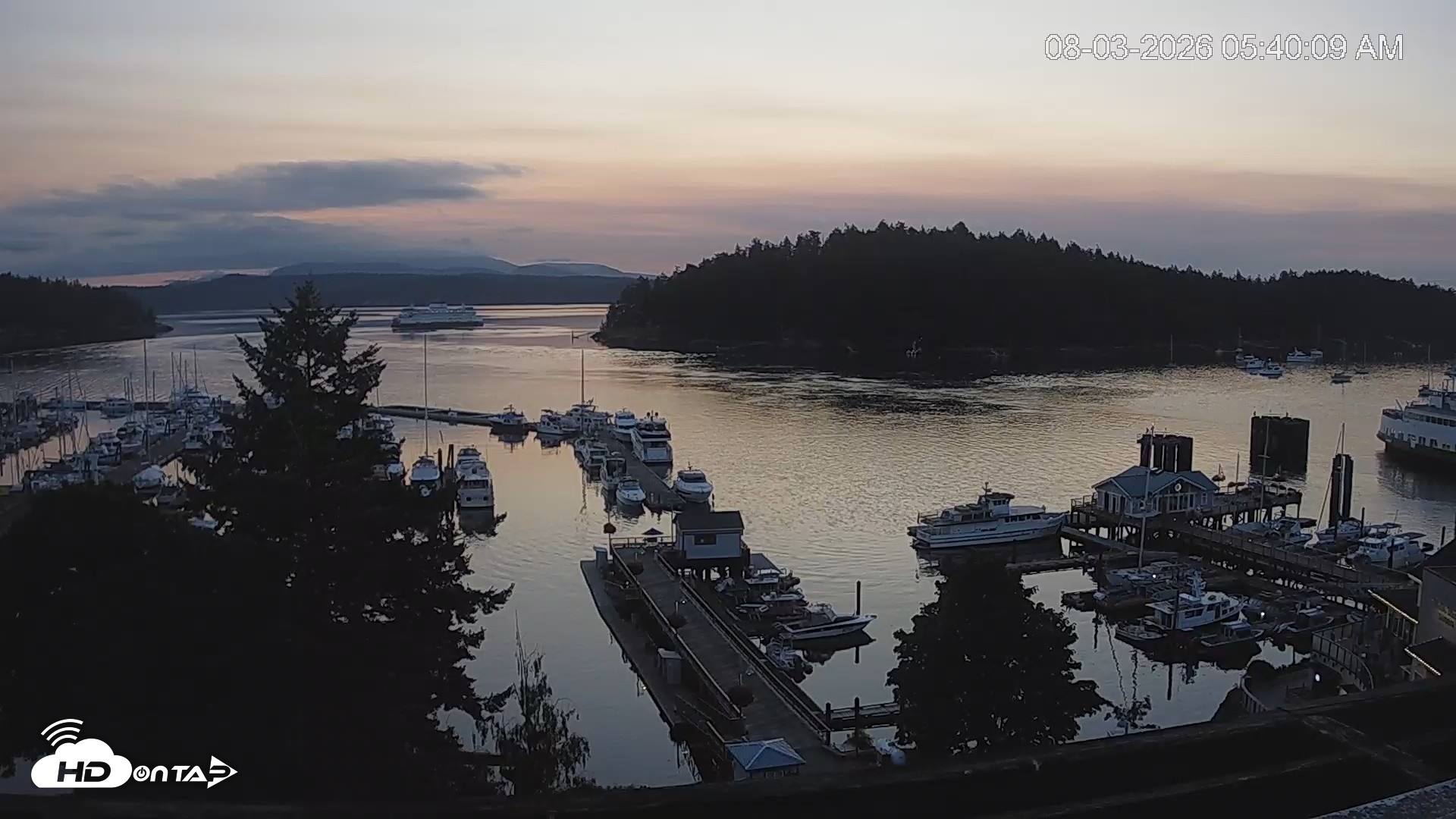 Snapshot of Friday Harbor - San Juan Island Live Webcam taken Aug 3, 2026, 5:40am PDT
