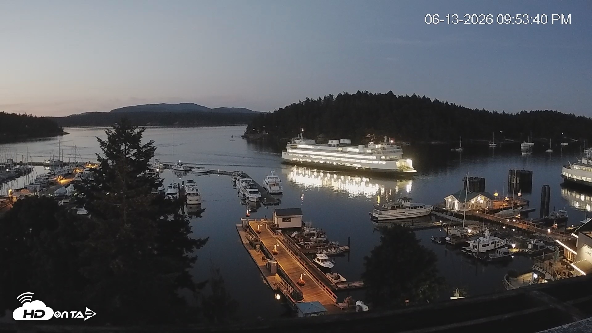 Snapshot of Friday Harbor - San Juan Island Live Webcam taken Jun 13, 2026, 9:54pm PDT