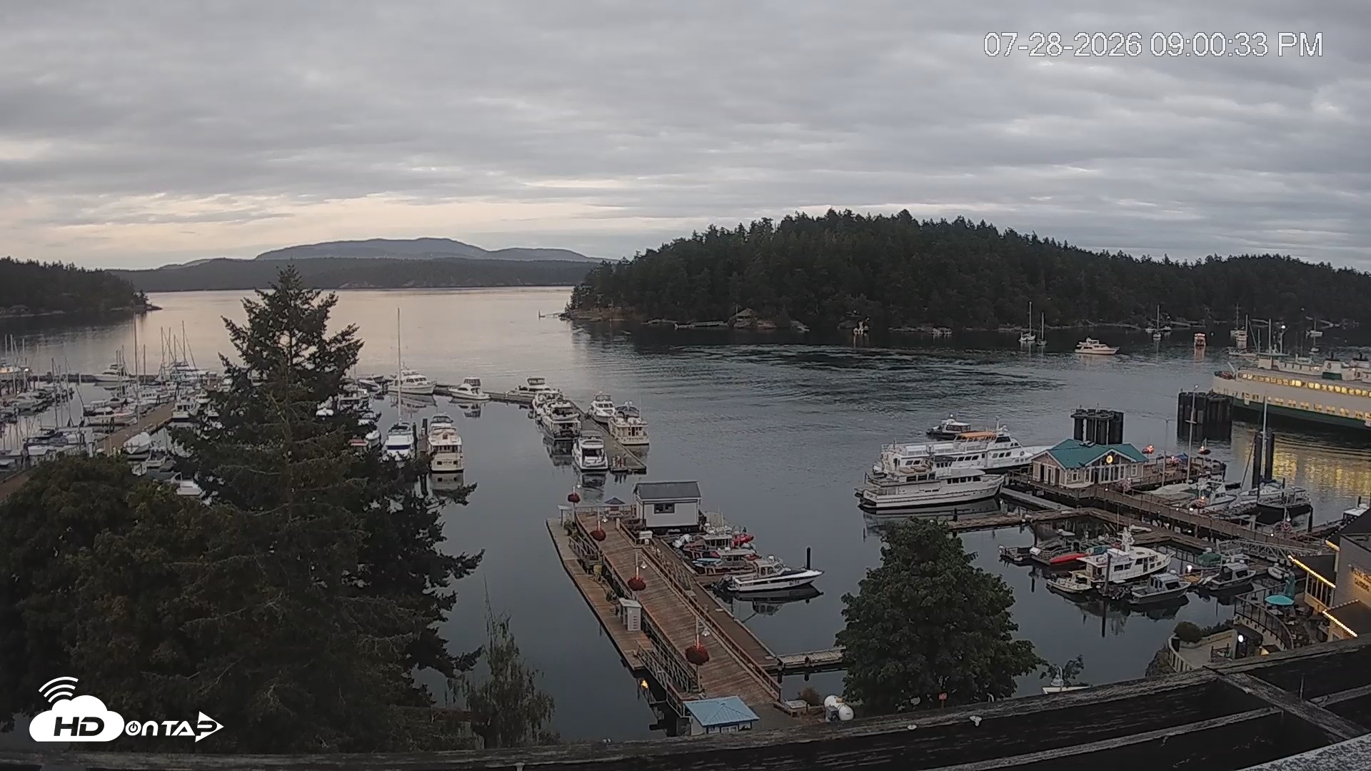 Snapshot of Friday Harbor - San Juan Island Live Webcam taken Jul 28, 2026, 9:01pm PDT