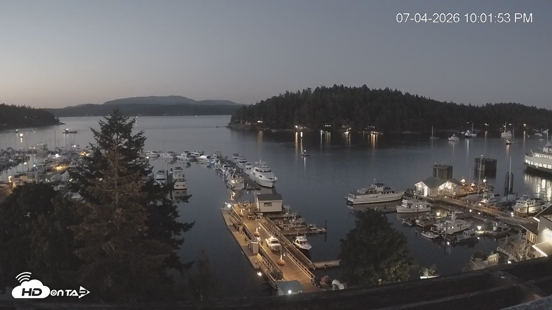 Snapshot of Friday Harbor - San Juan Island Live Webcam taken Jul 4, 2026, 10:03pm PDT