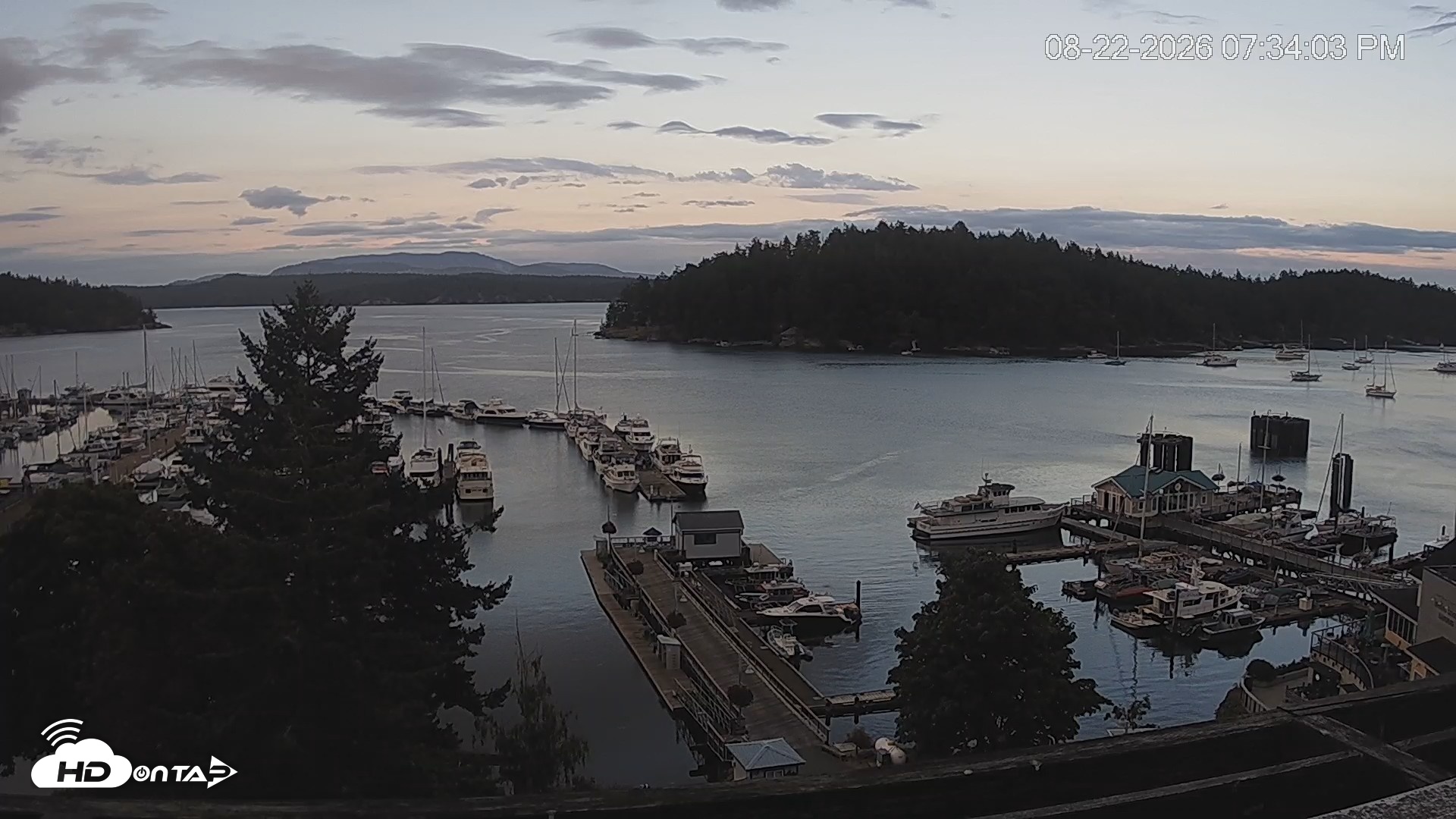 Snapshot of Friday Harbor - San Juan Island Live Webcam taken Aug 22, 2026, 7:34pm PDT