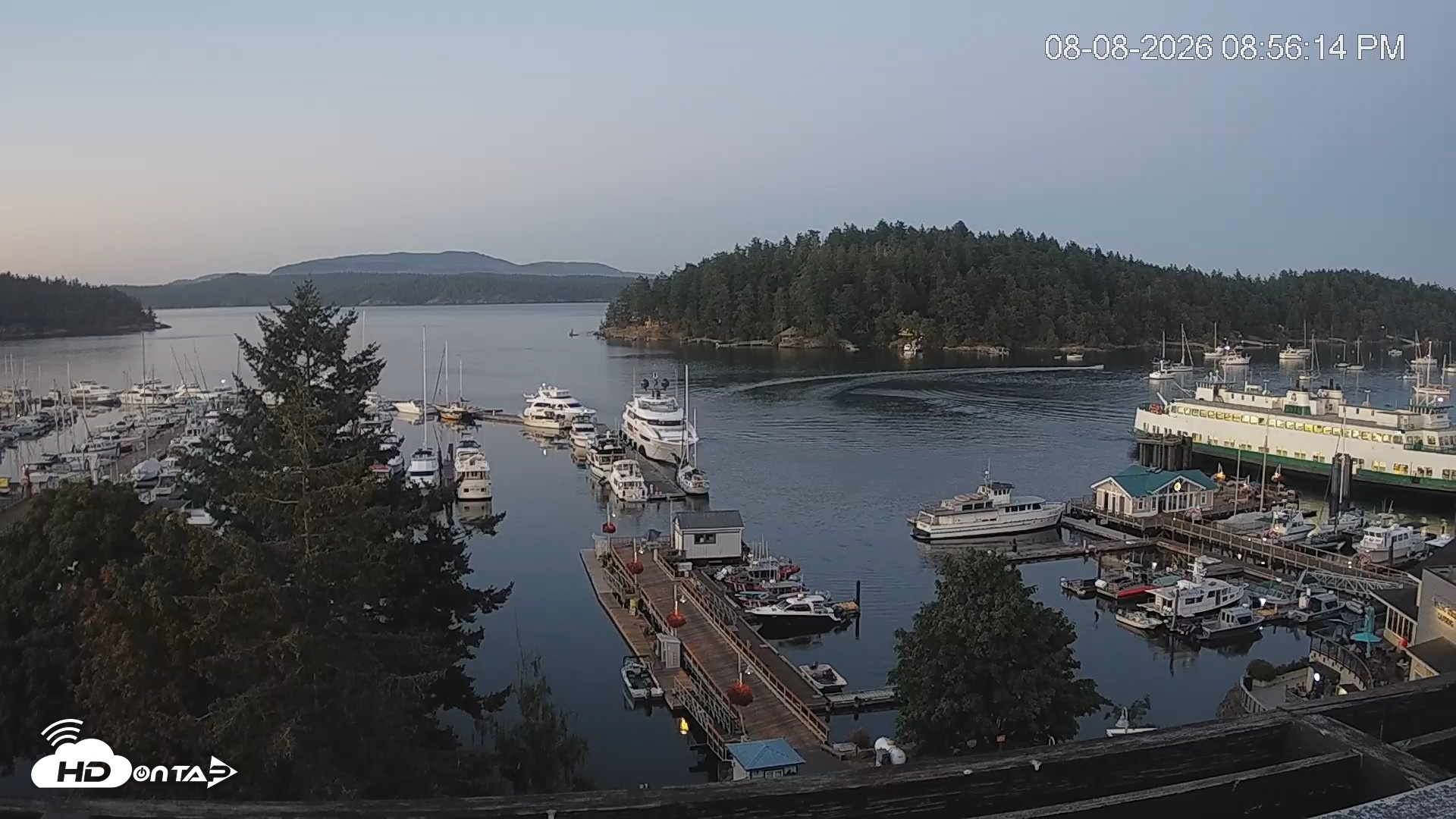Snapshot of Friday Harbor - San Juan Island Live Webcam taken Aug 8, 2026, 8:57pm PDT