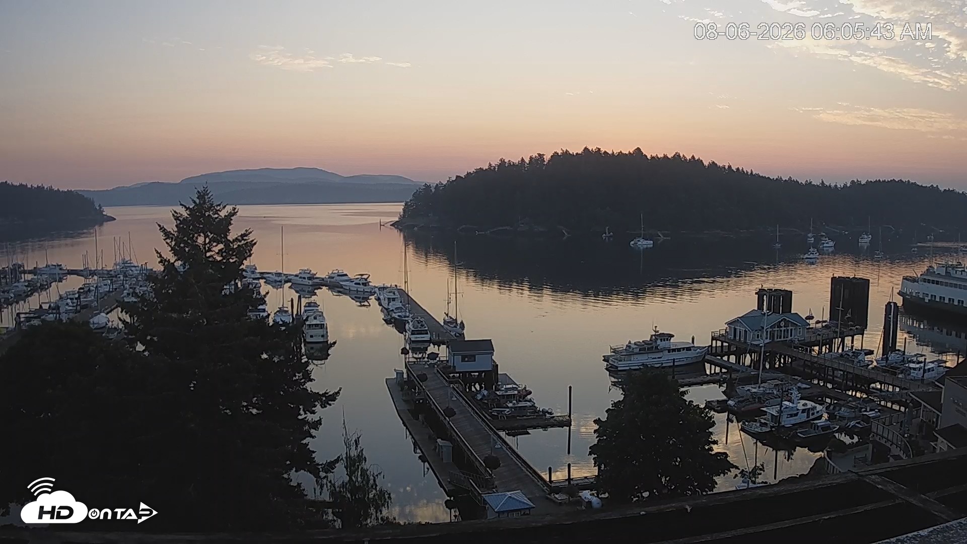 Snapshot of Friday Harbor - San Juan Island Live Webcam taken Aug 6, 2026, 6:06am PDT