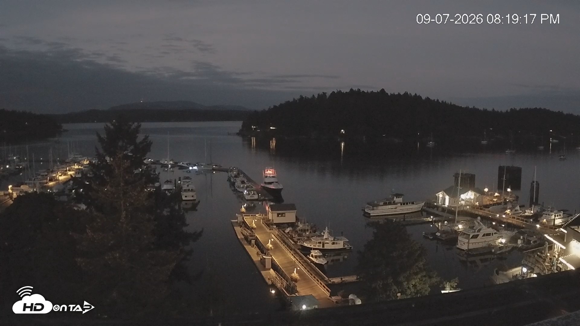 Snapshot of Friday Harbor - San Juan Island Live Webcam taken Sep 7, 2026, 8:20pm PDT