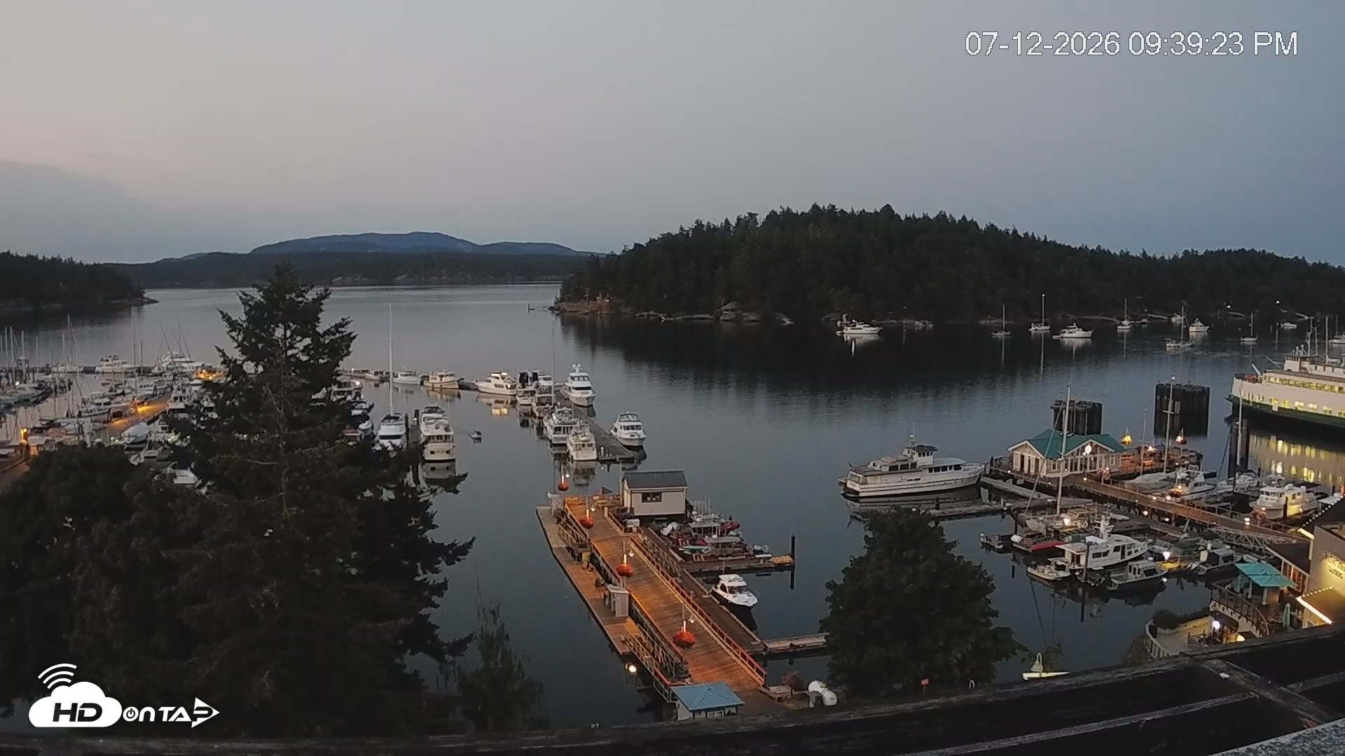 Snapshot of Friday Harbor - San Juan Island Live Webcam taken Jul 12, 2026, 9:40pm PDT