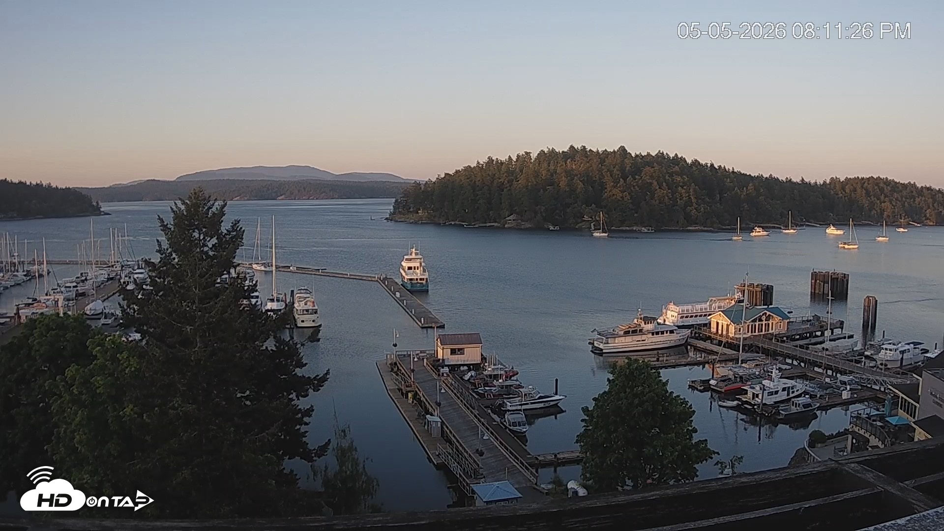 Snapshot of Friday Harbor - San Juan Island Live Webcam taken May 5, 2026, 8:12pm PDT