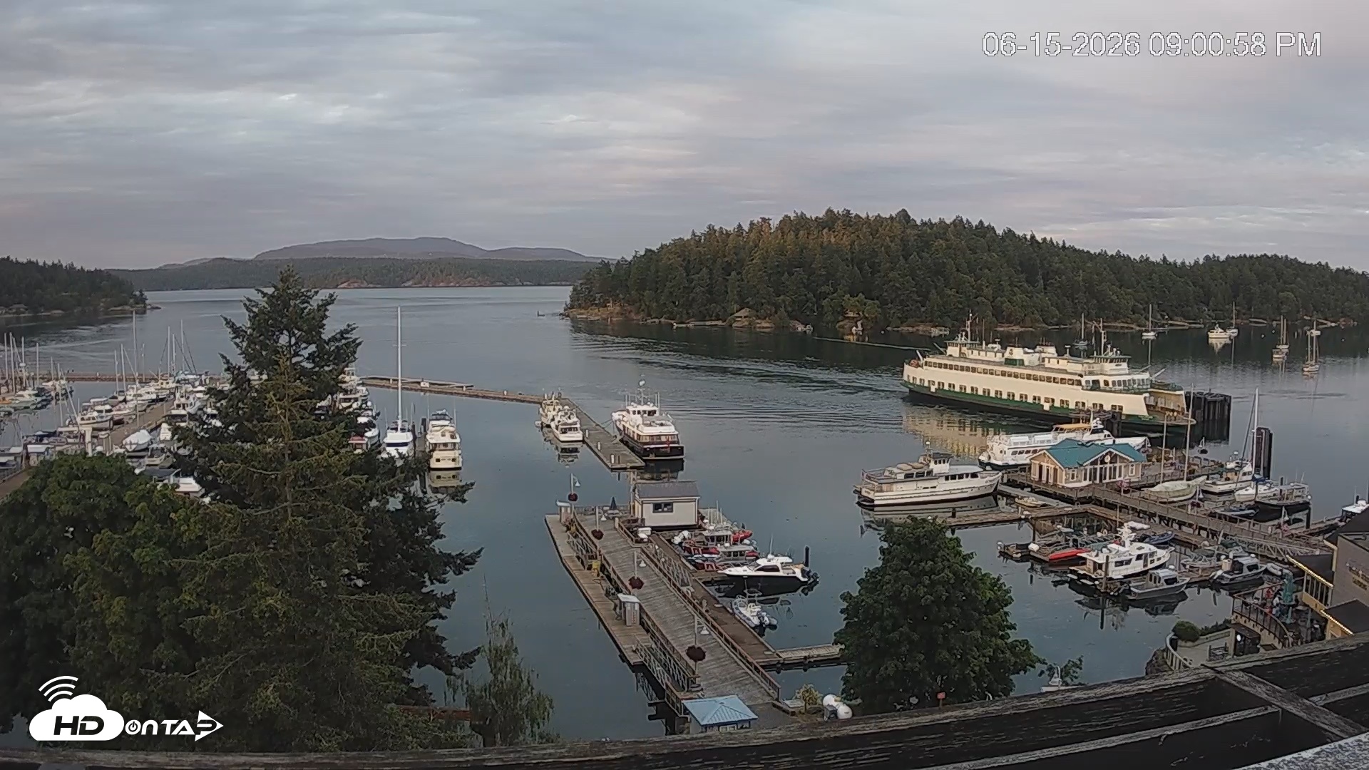 Snapshot of Friday Harbor - San Juan Island Live Webcam taken Jun 15, 2026, 9:01pm PDT