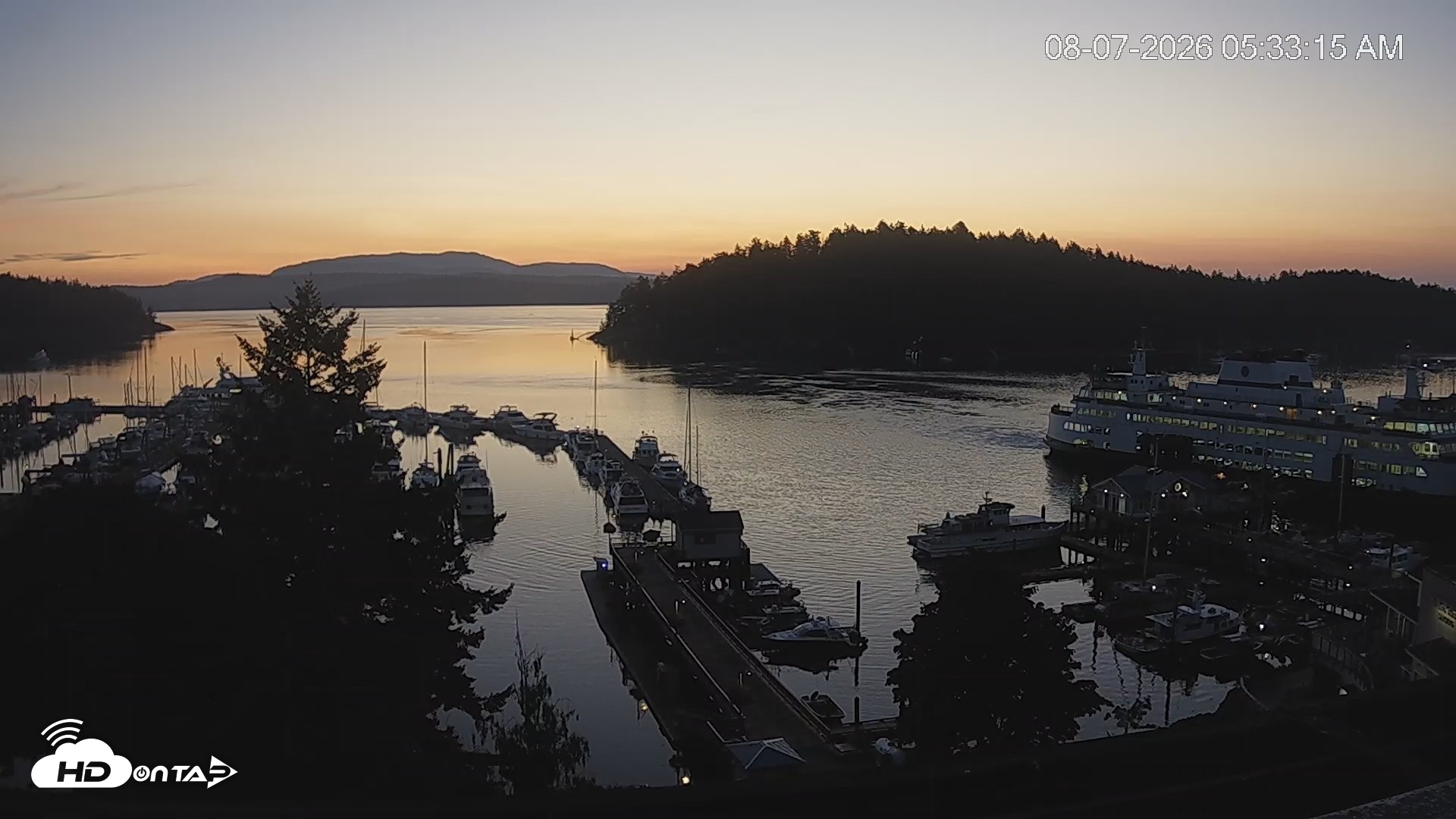 Snapshot of Friday Harbor - San Juan Island Live Webcam taken Aug 7, 2026, 5:33am PDT
