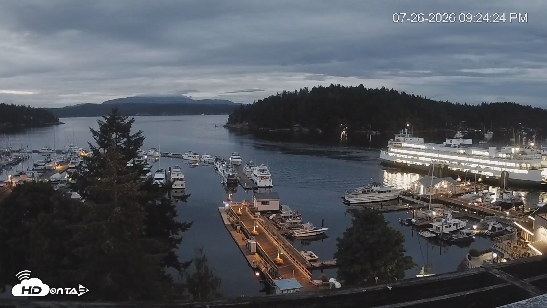 Snapshot of Friday Harbor - San Juan Island Live Webcam taken Jul 26, 2026, 9:25pm PDT