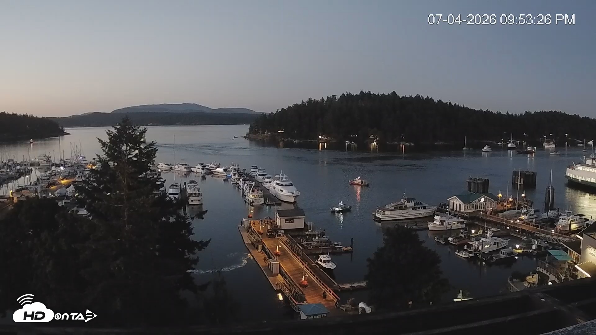 Snapshot of Friday Harbor - San Juan Island Live Webcam taken Jul 4, 2026, 9:54pm PDT