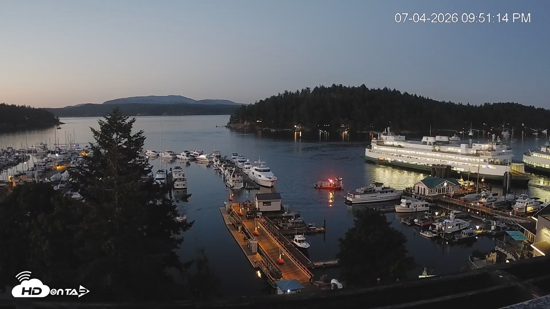 Snapshot of Friday Harbor - San Juan Island Live Webcam taken Jul 4, 2026, 9:51pm PDT