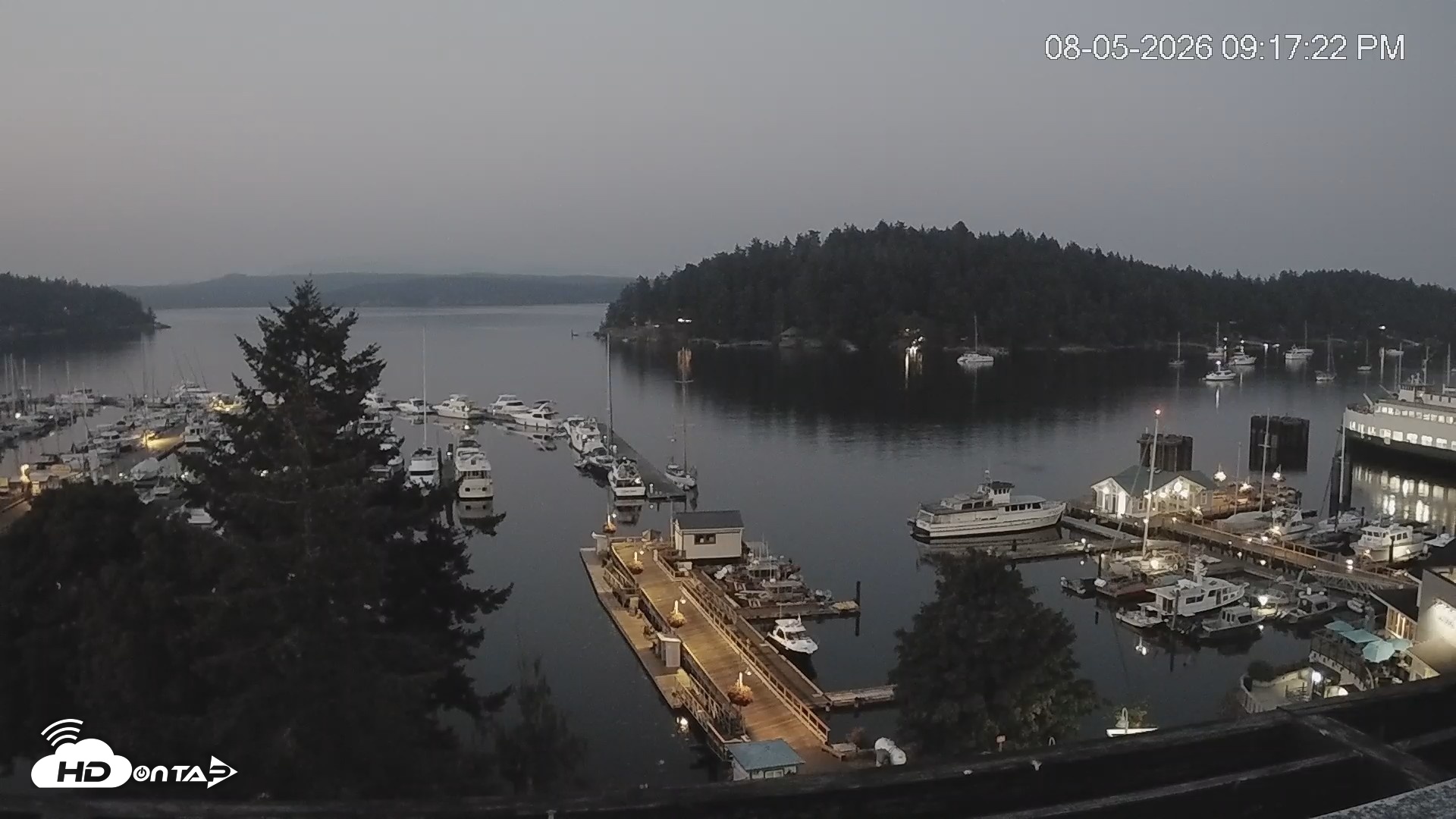 Snapshot of Friday Harbor - San Juan Island Live Webcam taken Aug 5, 2026, 9:18pm PDT