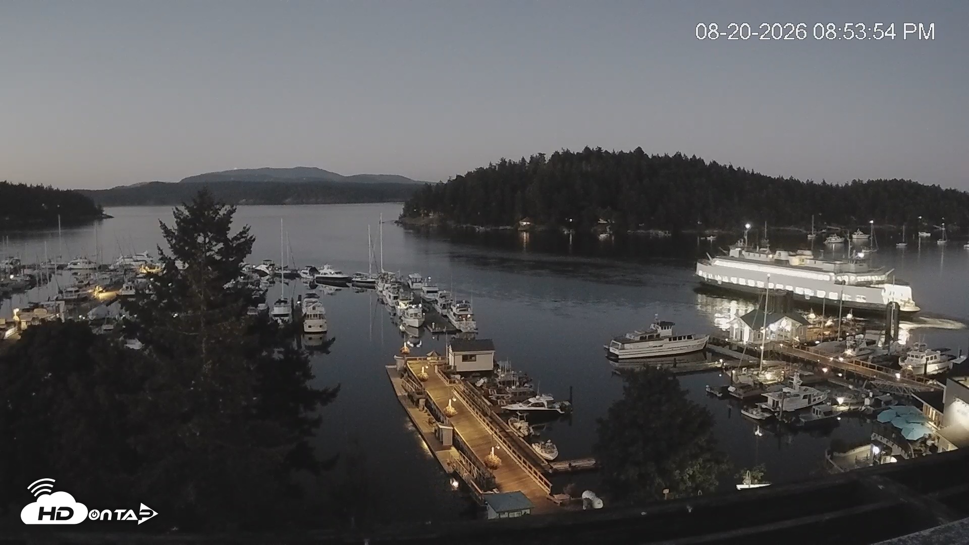 Snapshot of Friday Harbor - San Juan Island Live Webcam taken Aug 20, 2026, 8:54pm PDT