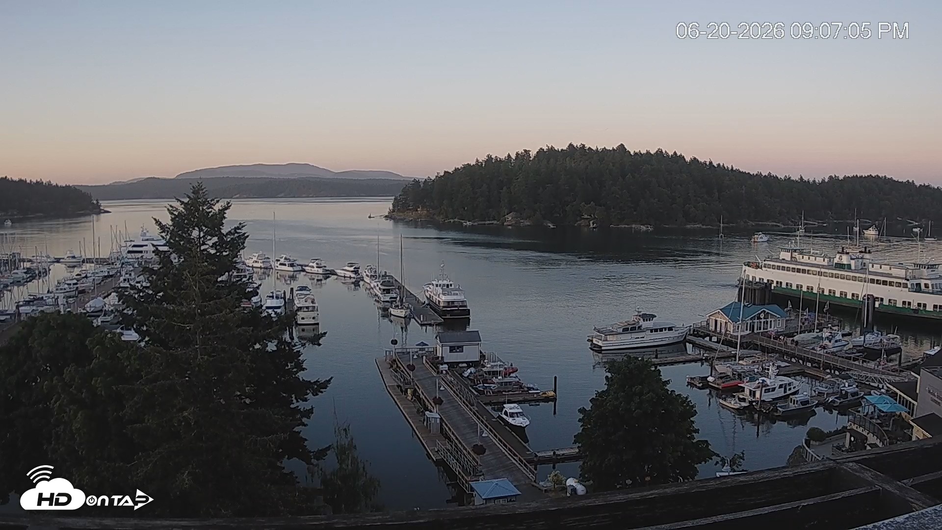 Snapshot of Friday Harbor - San Juan Island Live Webcam taken Jun 20, 2026, 9:07pm PDT