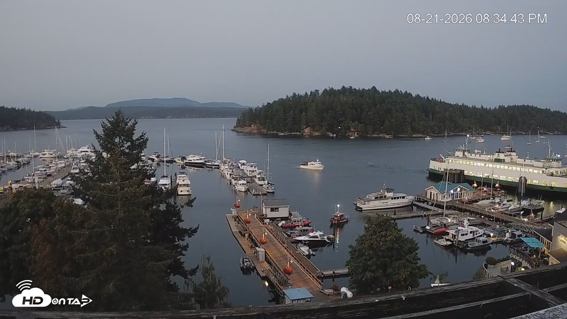 Snapshot of Friday Harbor - San Juan Island Live Webcam taken Aug 21, 2026, 8:35pm PDT