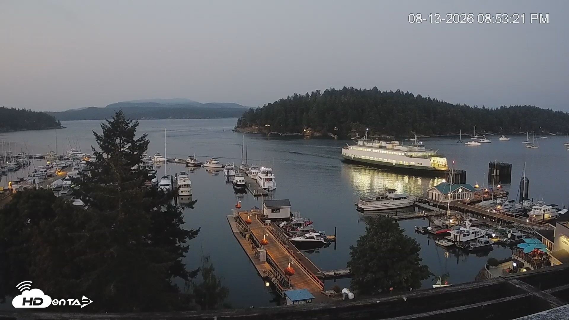 Snapshot of Friday Harbor - San Juan Island Live Webcam taken Aug 13, 2026, 8:54pm PDT