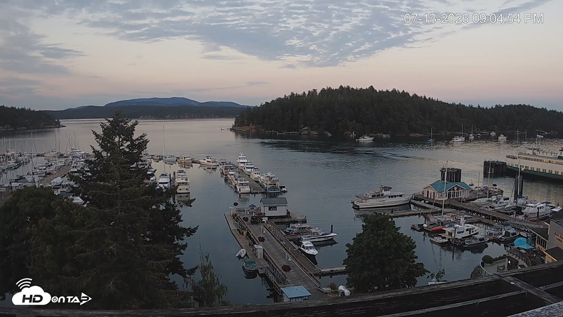 Snapshot of Friday Harbor - San Juan Island Live Webcam taken Jul 13, 2026, 9:05pm PDT
