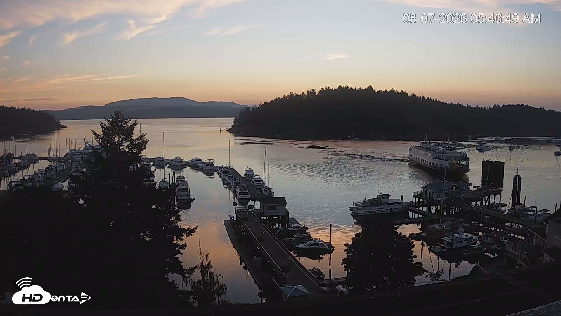 Snapshot of Friday Harbor - San Juan Island Live Webcam taken Aug 7, 2026, 5:47am PDT