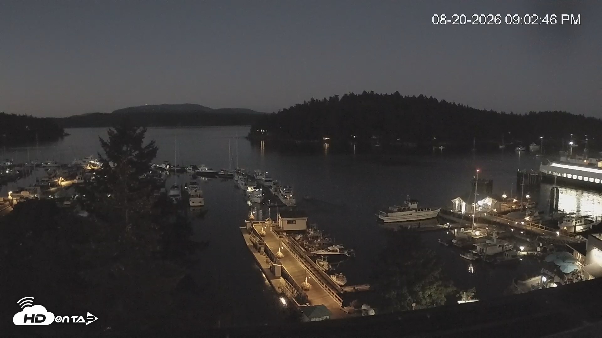 Snapshot of Friday Harbor - San Juan Island Live Webcam taken Aug 20, 2026, 9:07pm PDT